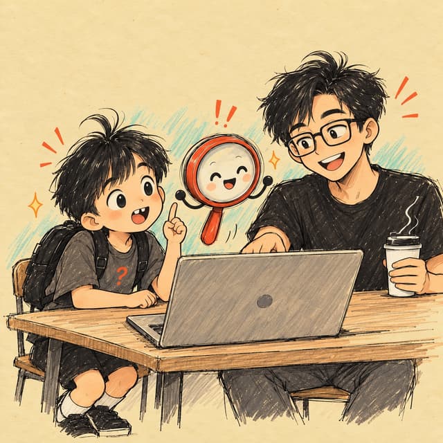 Bộ nhân vật thương hiệu của Vibe AI Coder: anh Vibe AI Coder, Bé Hỏi và Kính Lúp Bắt Lỗi
