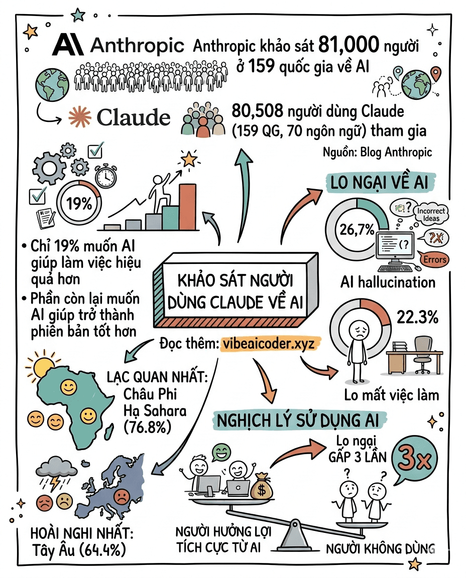 🤯 81,000 người nói gì về AI? Kết quả gây sốc từ nghiên cứu lớn nhất thế giới của Anthropic