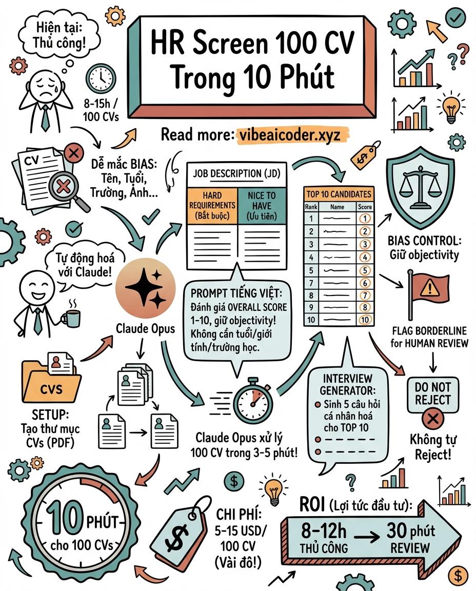 📋 Tutorial Cho HR: Screen 100 CV Trong 10 Phút Với Claude Code, Giảm Bias Tối Đa