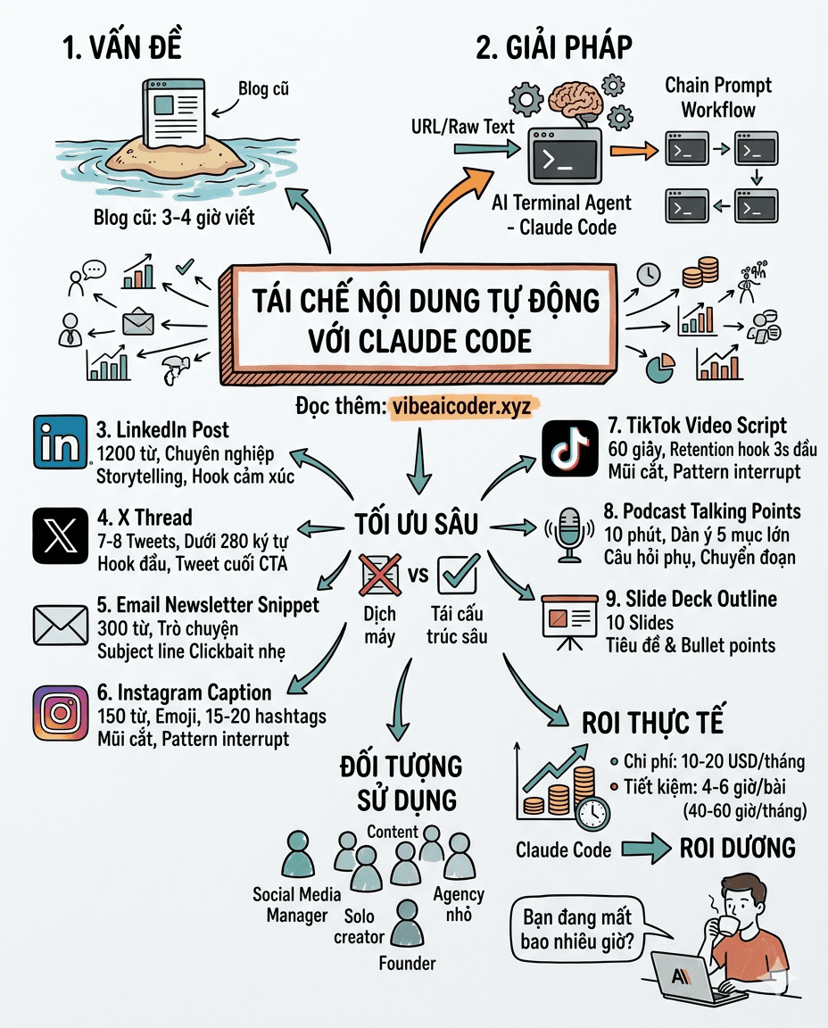 🚀 Biến 1 bài blog thành 7 format chỉ trong 20 phút với Claude Code