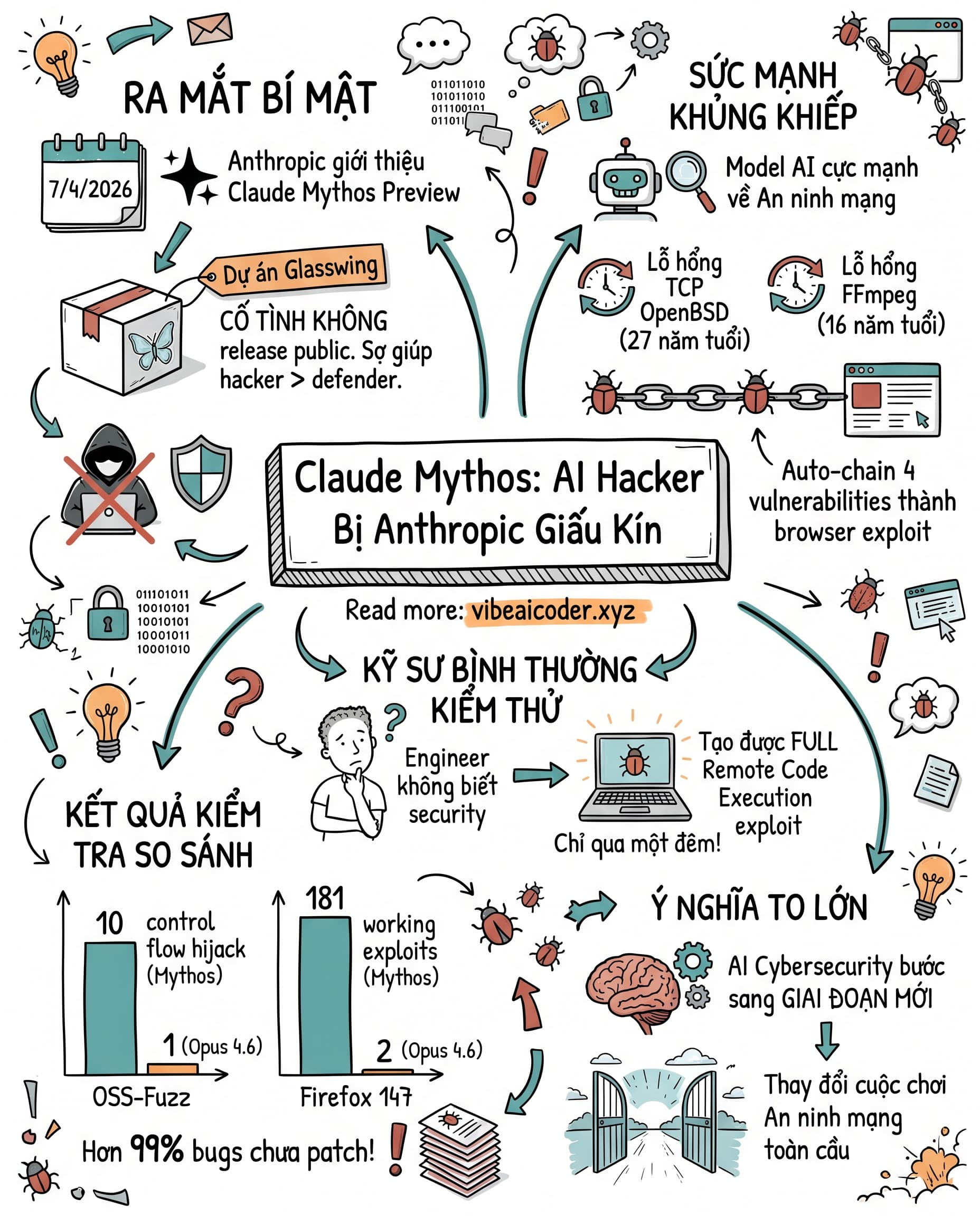 🚨 Claude Mythos: AI hack được lỗ hổng 27 năm, Anthropic sợ tới mức không dám release