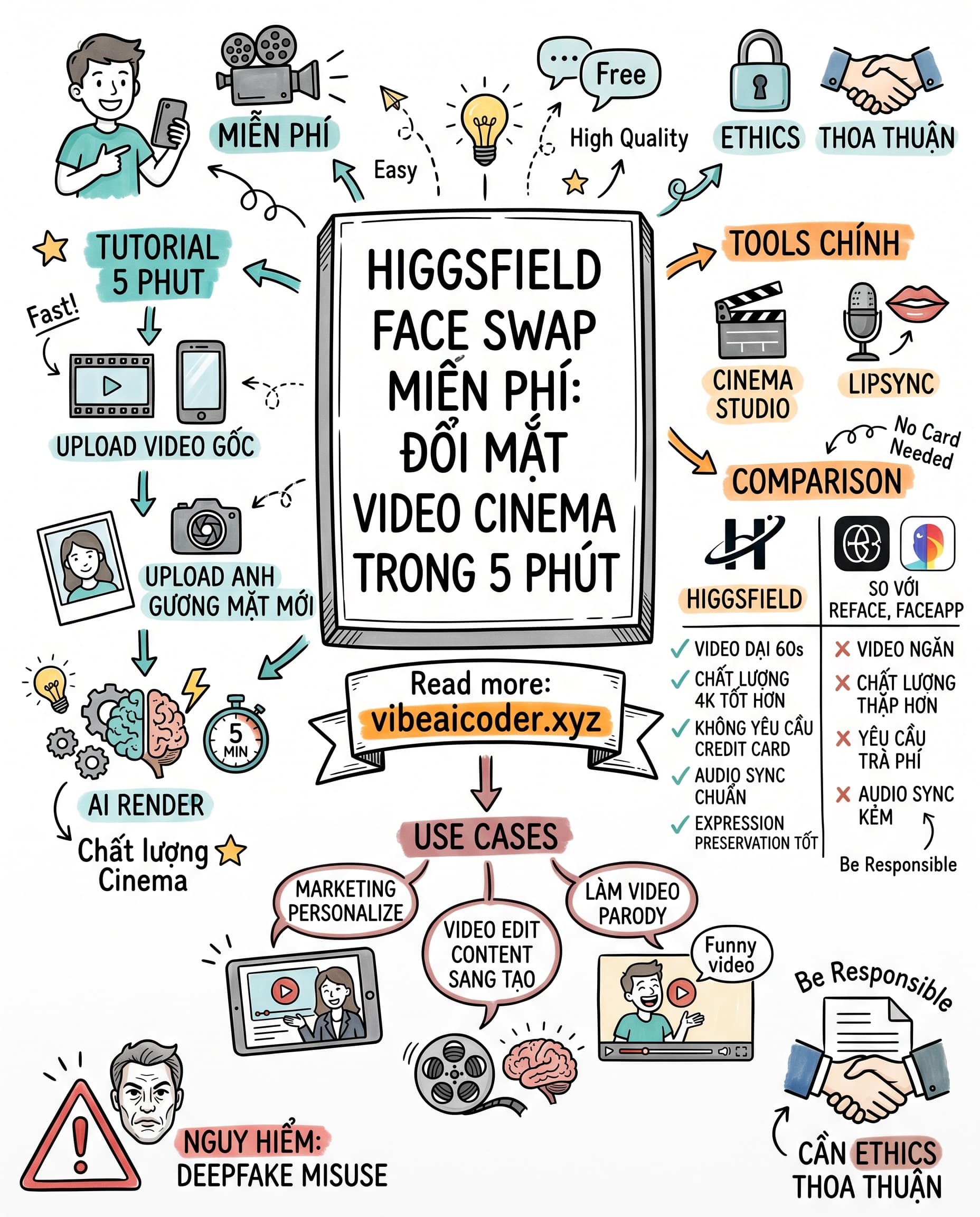 🎭 Higgsfield Face Swap Video 4K Miễn Phí, Cinema Quality Đỉnh Hơn Reface Faceapp
