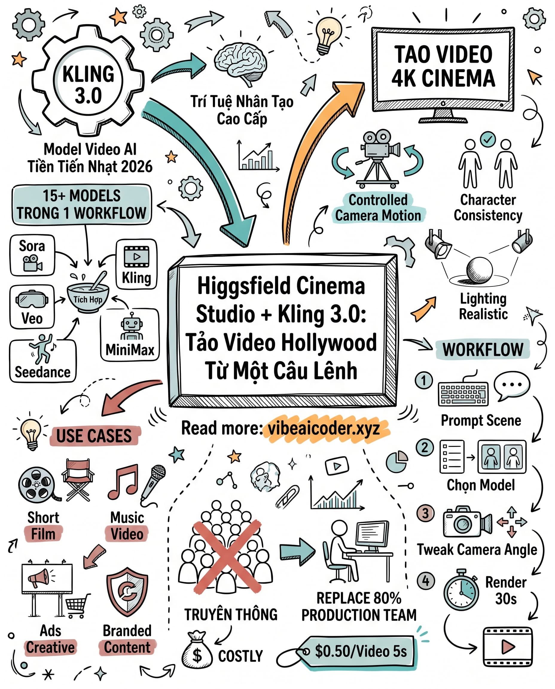 🎬 Higgsfield Cinema Studio tích hợp Kling 3.0, thay thế 80% ekip làm phim truyền thống