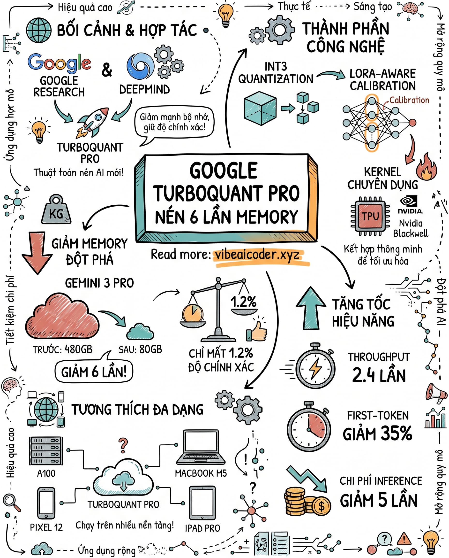 🚀 Google ra mắt TurboQuant Pro nén Gemini 3 Pro 6 lần chạy được trên iPad