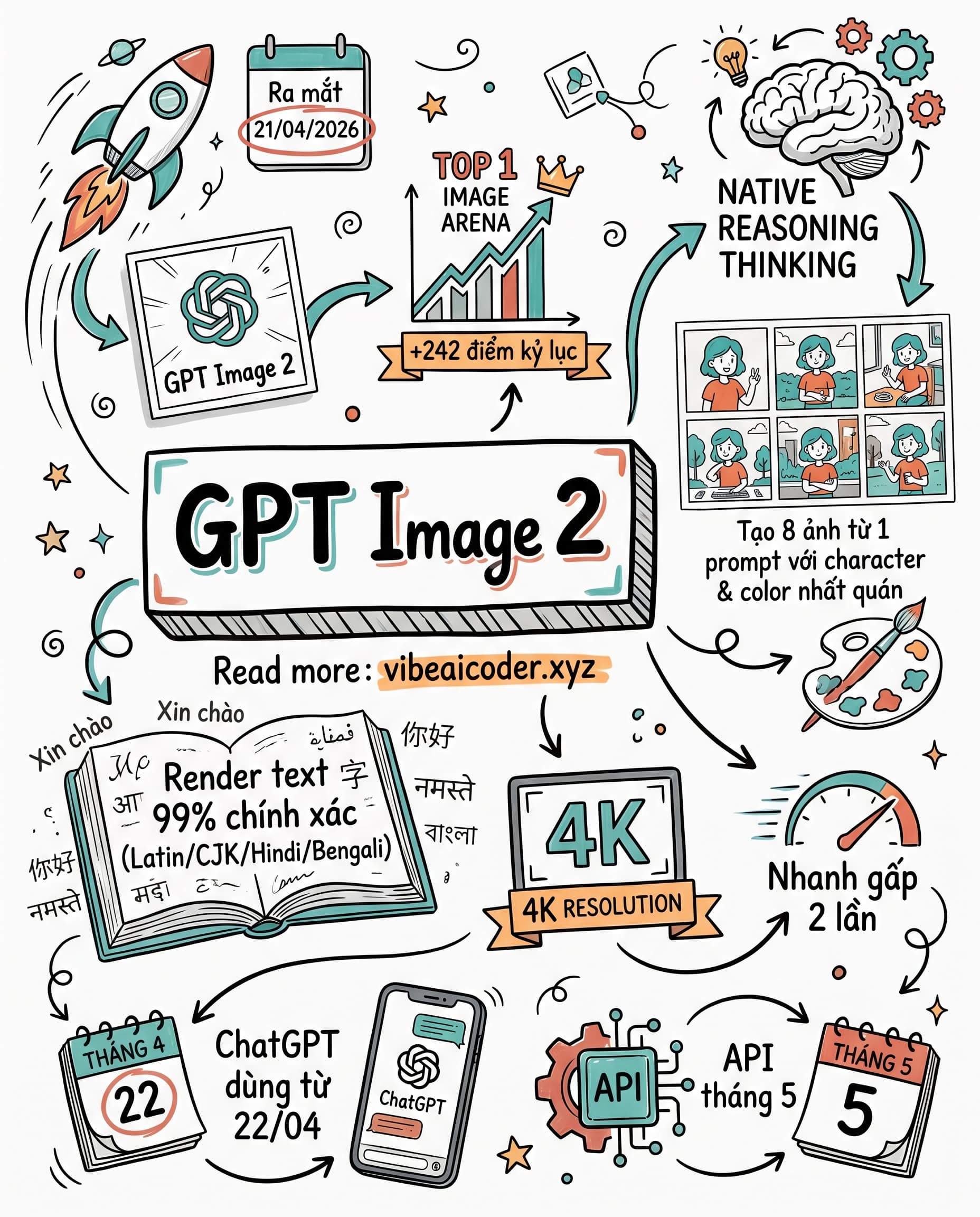 🎨 GPT Image 2 ra mắt: Top 1 Image Arena +242 điểm, vẽ 8 ảnh nhất quán