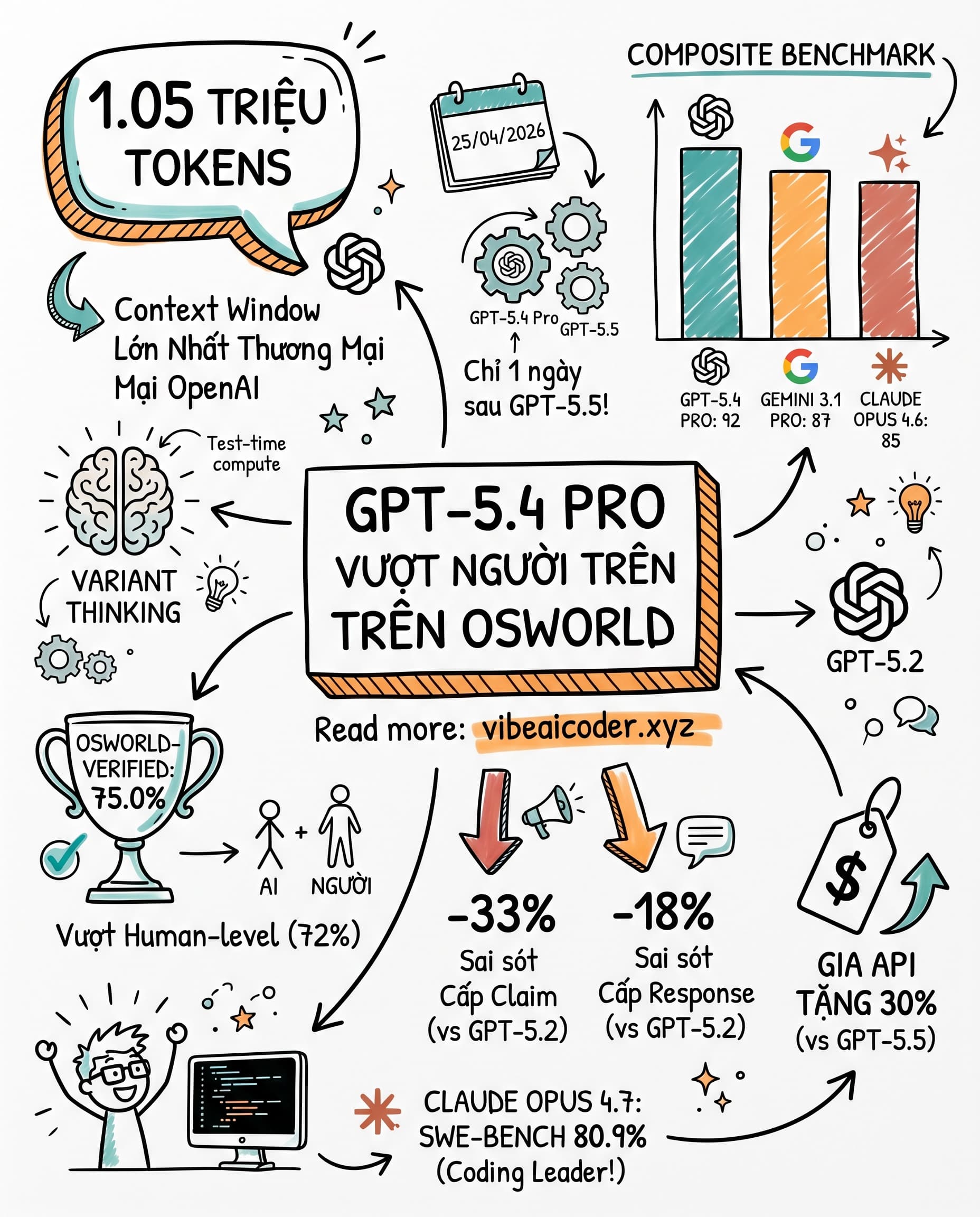 🚀 GPT-5.4 Pro vượt người trên OSWorld với context 1.05 triệu token