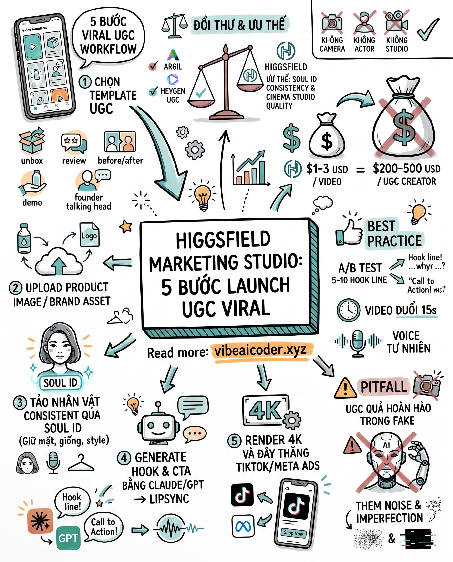 Higgsfield Marketing Studio: 5 bước làm UGC viral không cần camera