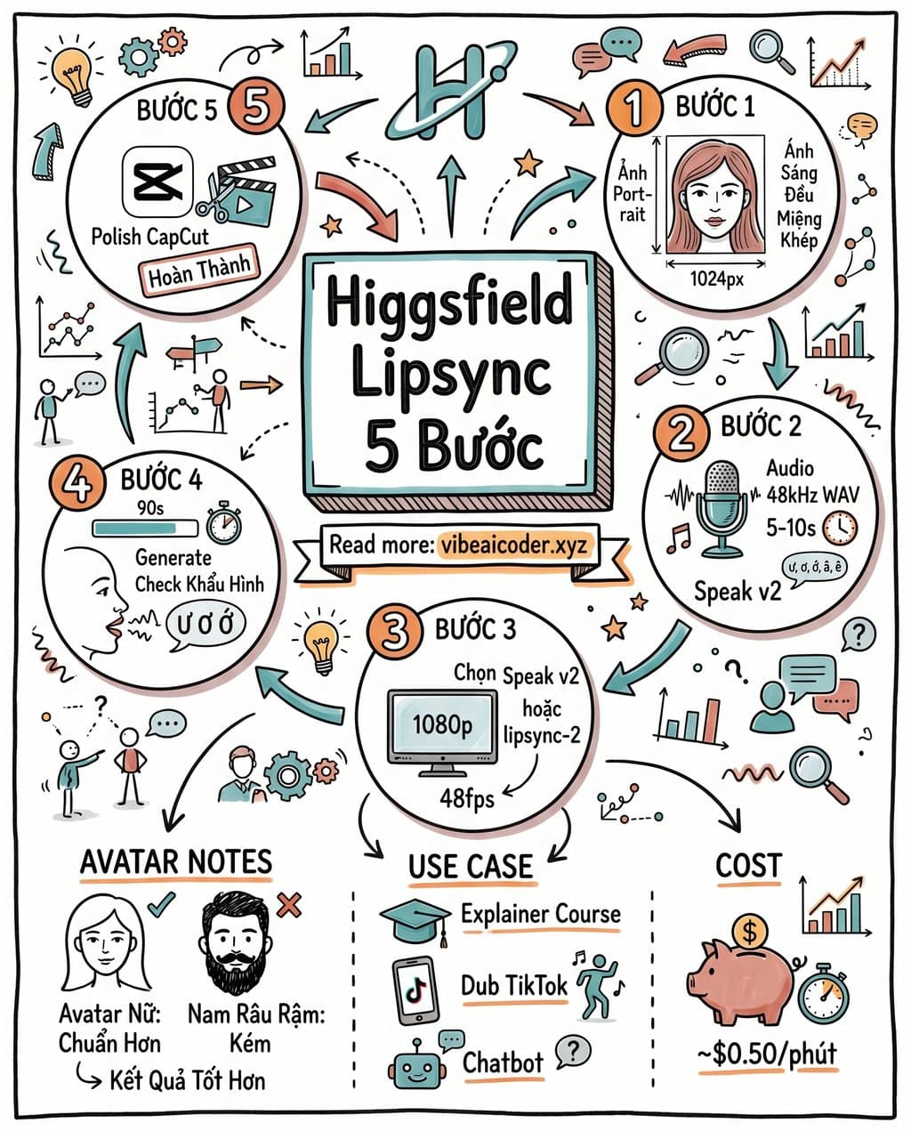 🎤 Higgsfield Lipsync: 5 Bước Tạo AI Avatar Nói Tiếng Việt Chuẩn Khẩu Hình, Sao Y Bản Chính