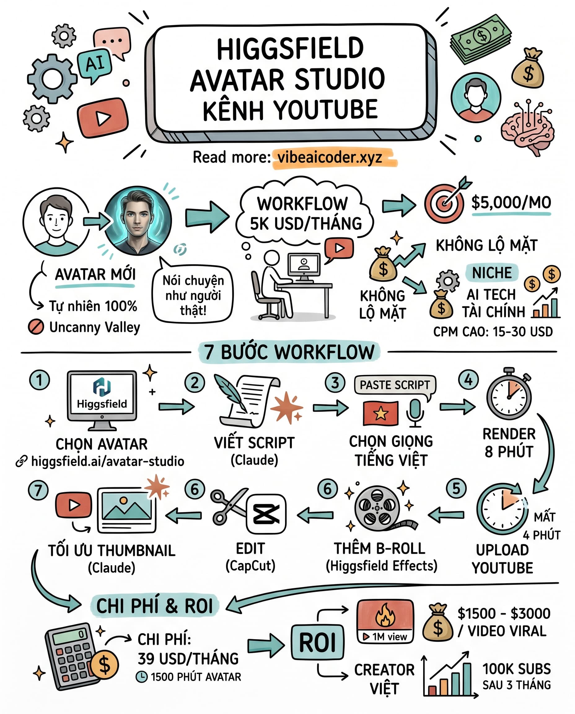 🎬 Higgsfield Avatar Studio: Bí Mật Kiếm $5K/Tháng Từ YouTube Không Lộ Mặt