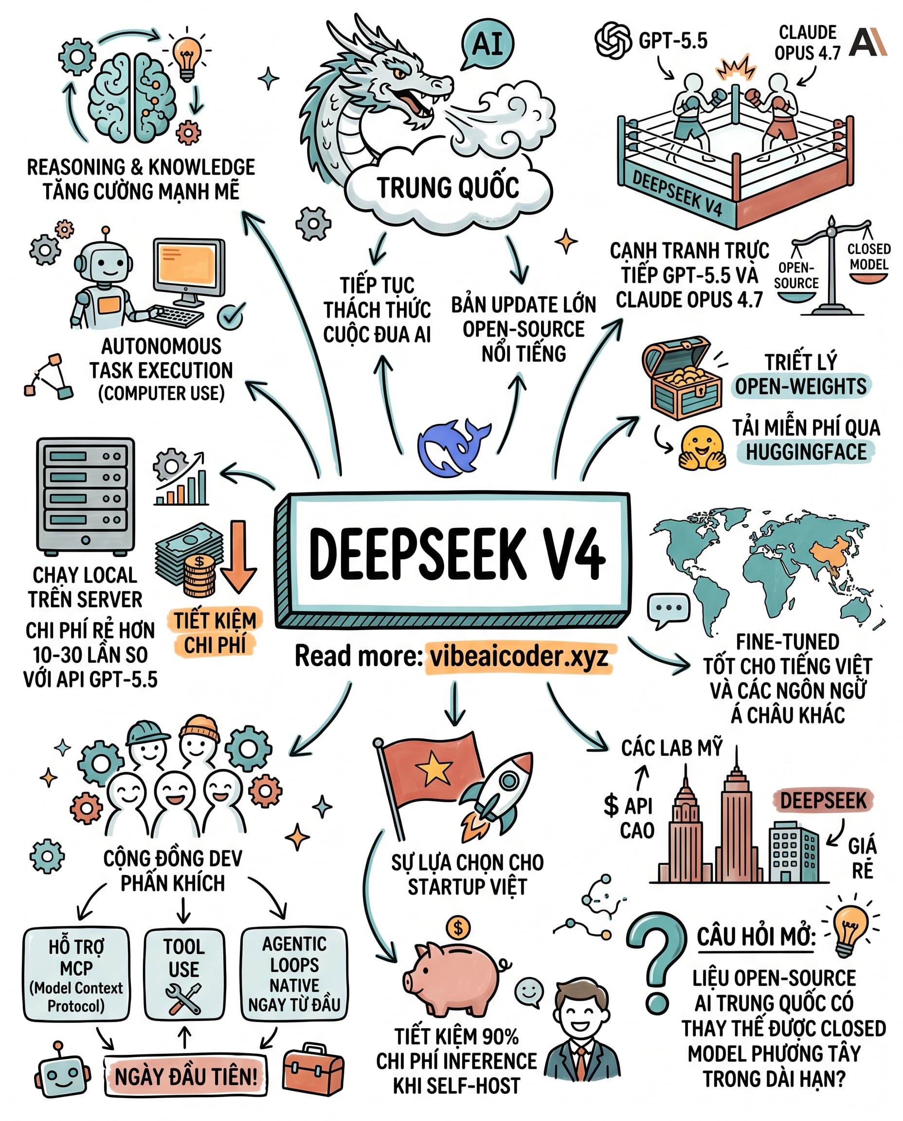 🚀 DeepSeek V4 mã nguồn mở giáng đòn vào GPT-5.5 và Claude Opus 4.7