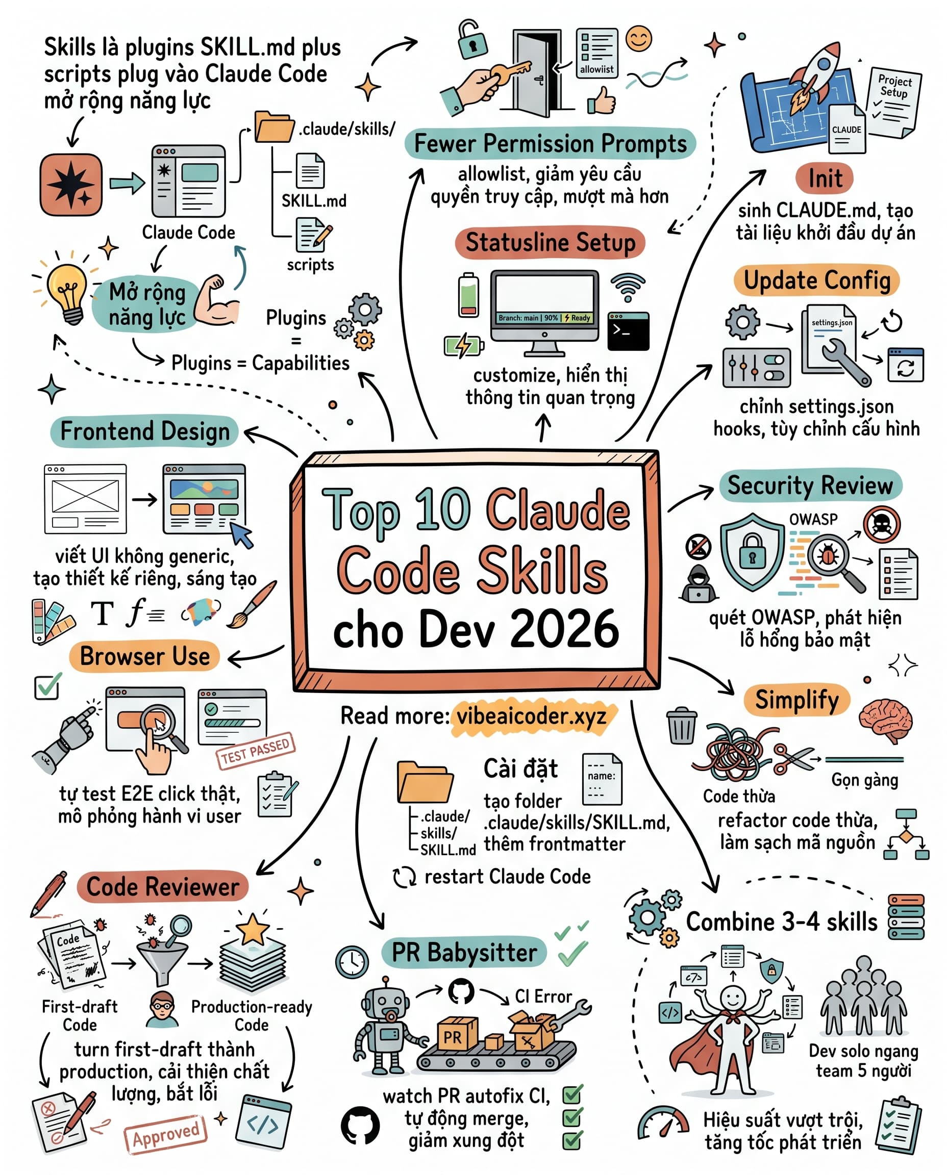 🚀 Top 10 Claude Code Skills Mọi Dev Phải Biết Năm 2026 (Tutorial Cài Đặt Từ A Đến Z)