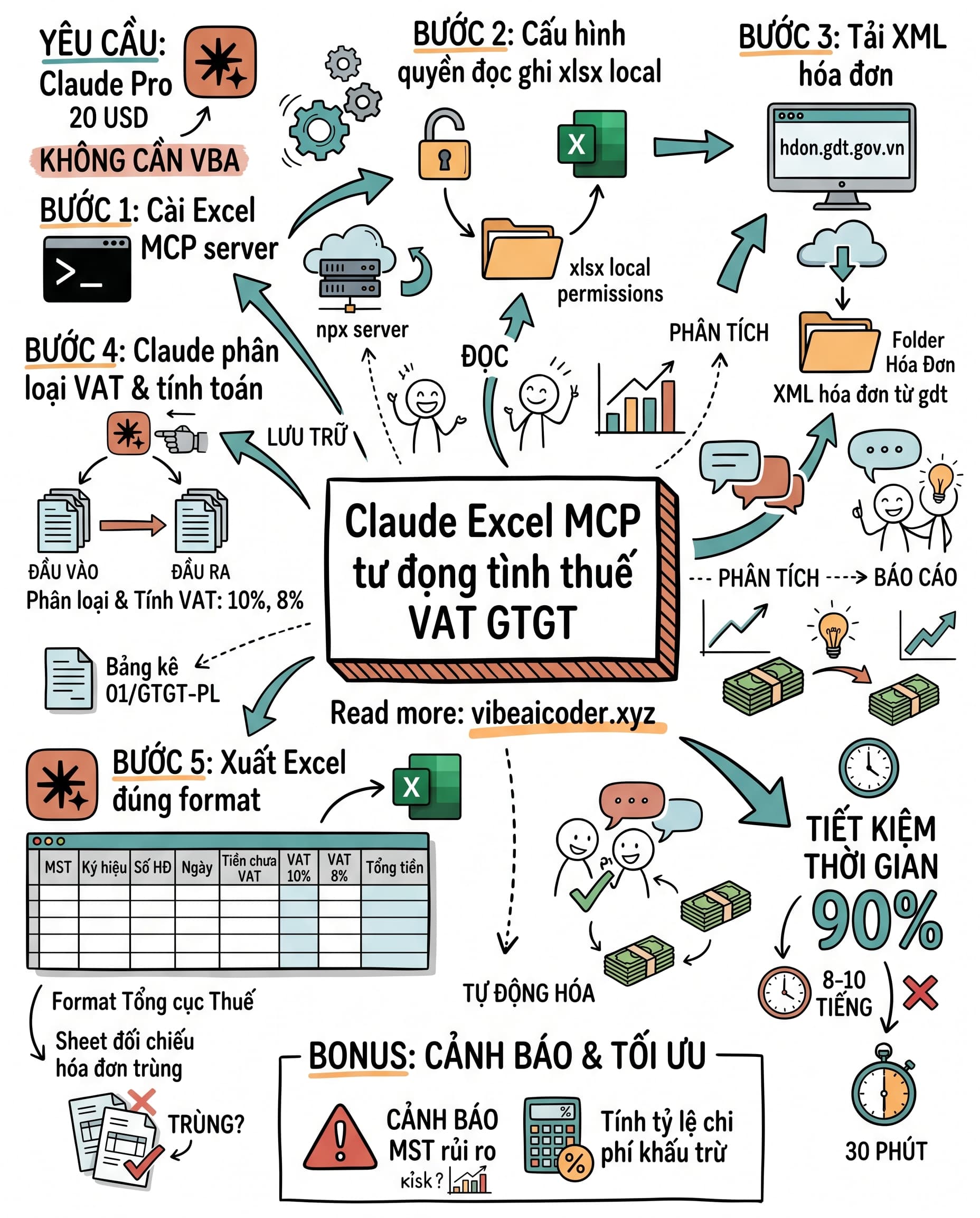📊 Kế toán Việt ơi, dùng Claude AI và Excel MCP tính thuế VAT trong 30 phút thay vì 10 tiếng