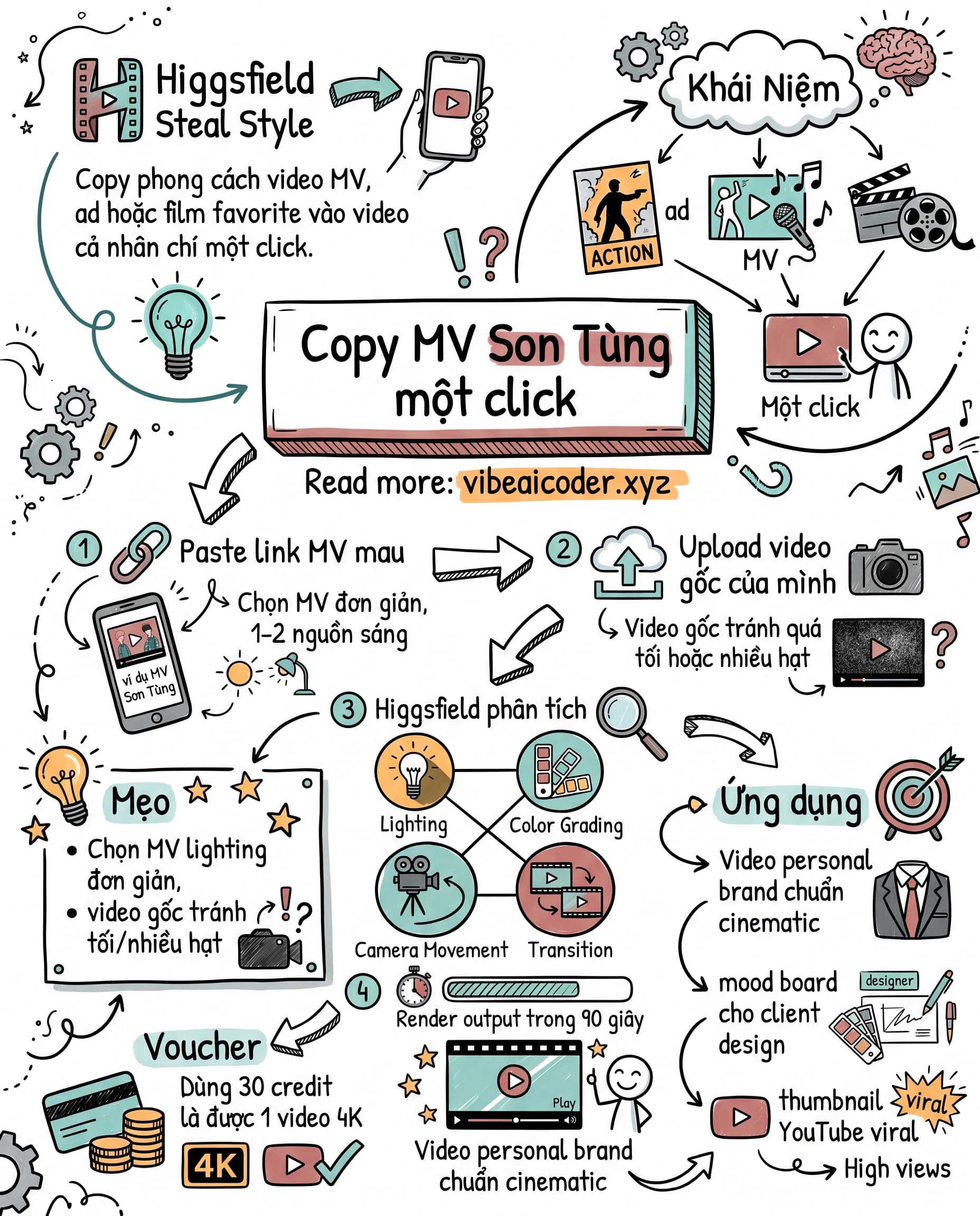 🎬 Higgsfield Steal Style copy phong cách MV Sơn Tùng vào video cá nhân chỉ một click