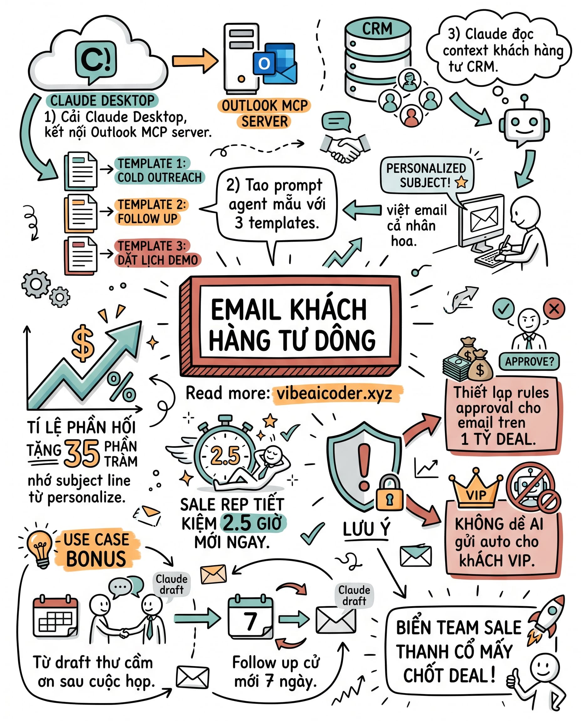 📧 Claude cộng Outlook Email MCP soạn email khách hàng tự động giúp team sale tăng 35 phần trăm tỉ lệ chốt deal