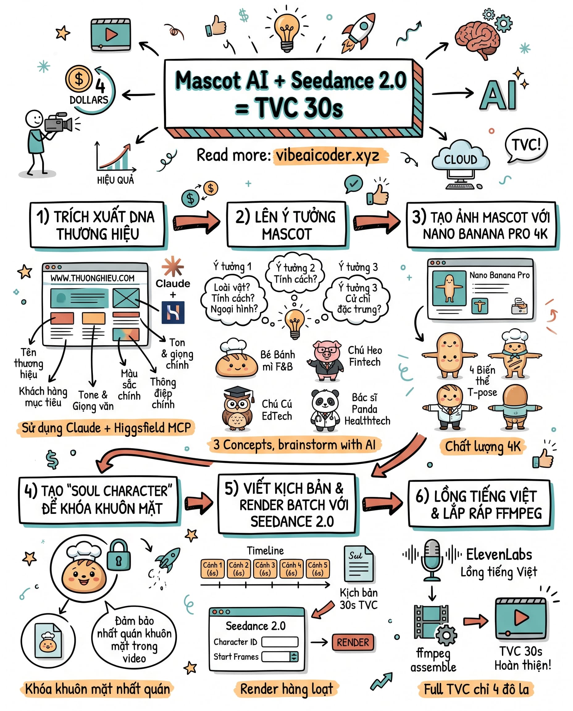 🎬 Biến website công ty thành TVC có mascot AI riêng với Claude Higgsfield và Seedance 2.0