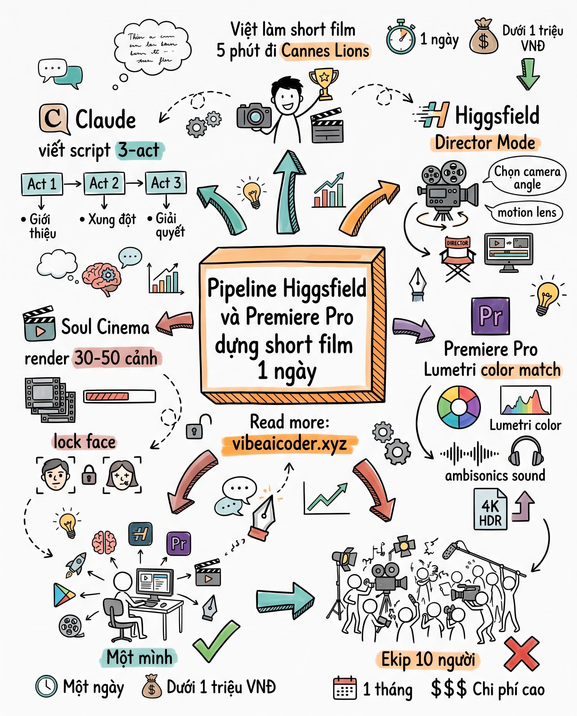 🎬 Làm Phim Ngắn 5 Phút Một Mình Một Ngày, Pipeline AI Đẳng Cấp Liên Hoan Phim
