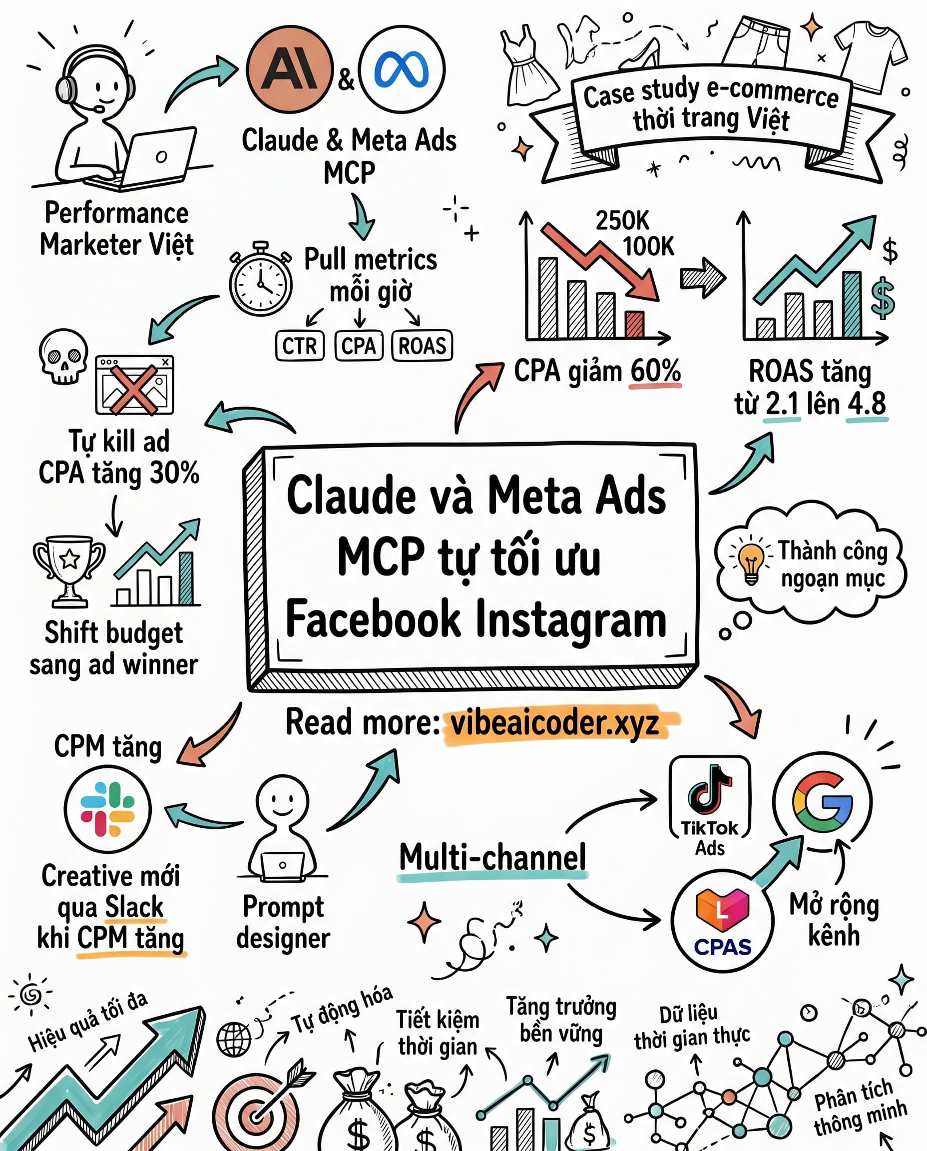 🚀 Claude Tự Động Tối Ưu Facebook Ads, CPA Giảm 60 phần trăm Chỉ Sau 2 Tuần