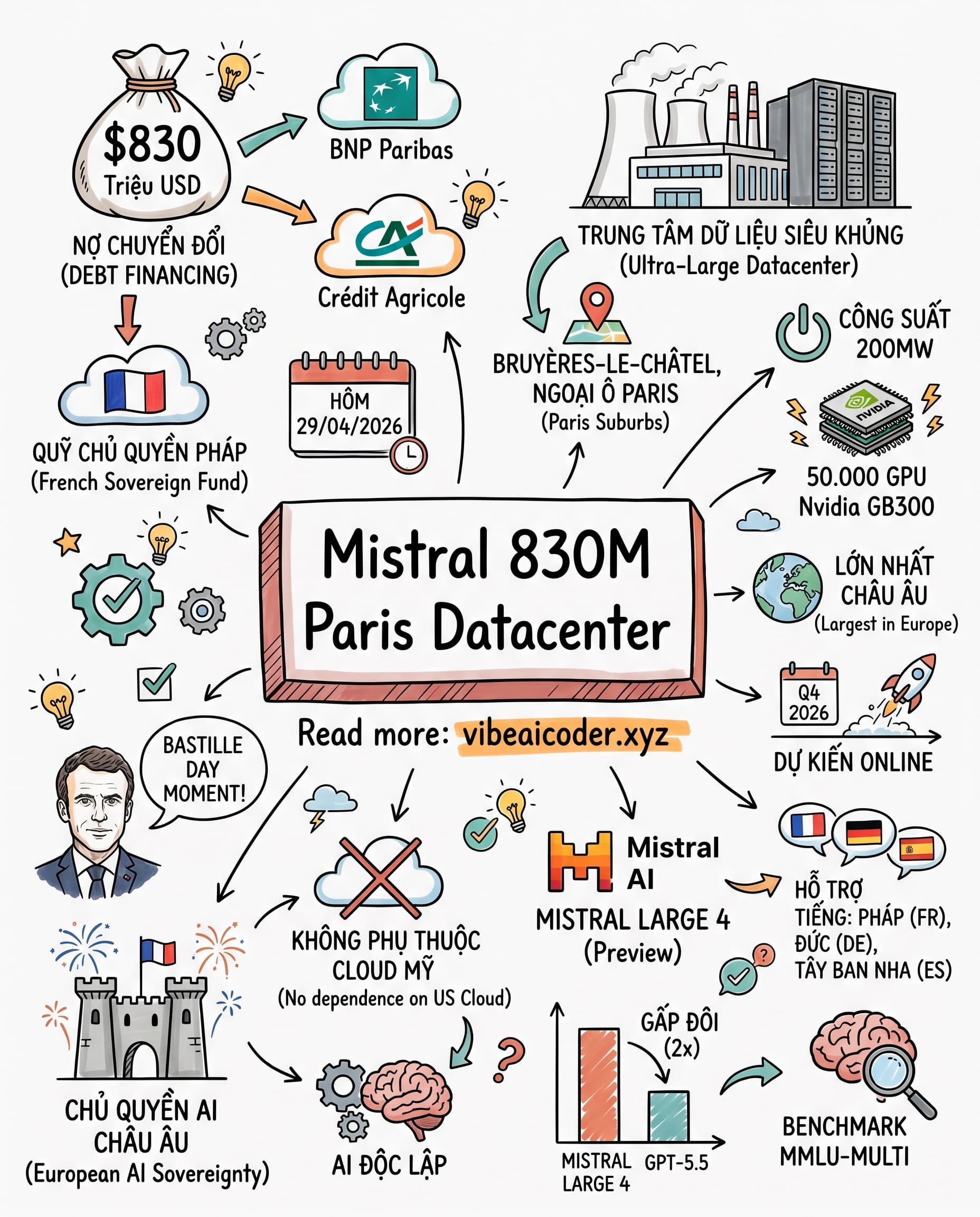 🇪🇺 Mistral gọi vốn 830 triệu USD xây data center AI lớn nhất Châu Âu, thách thức Mỹ