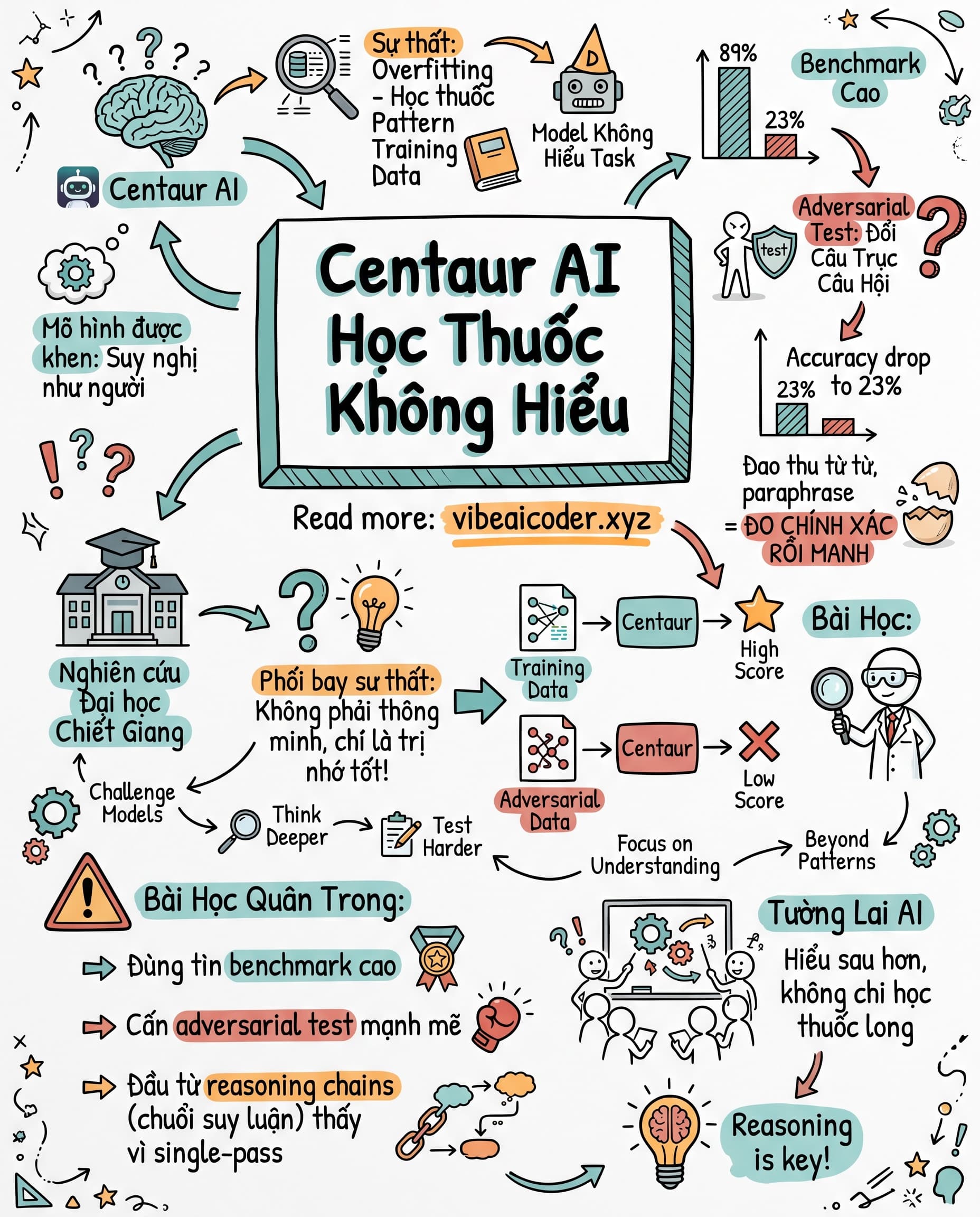 🚨 Centaur AI sụp đổ 89% xuống 23%: Sự thật gây sốc về mô hình "biết suy nghĩ như người"