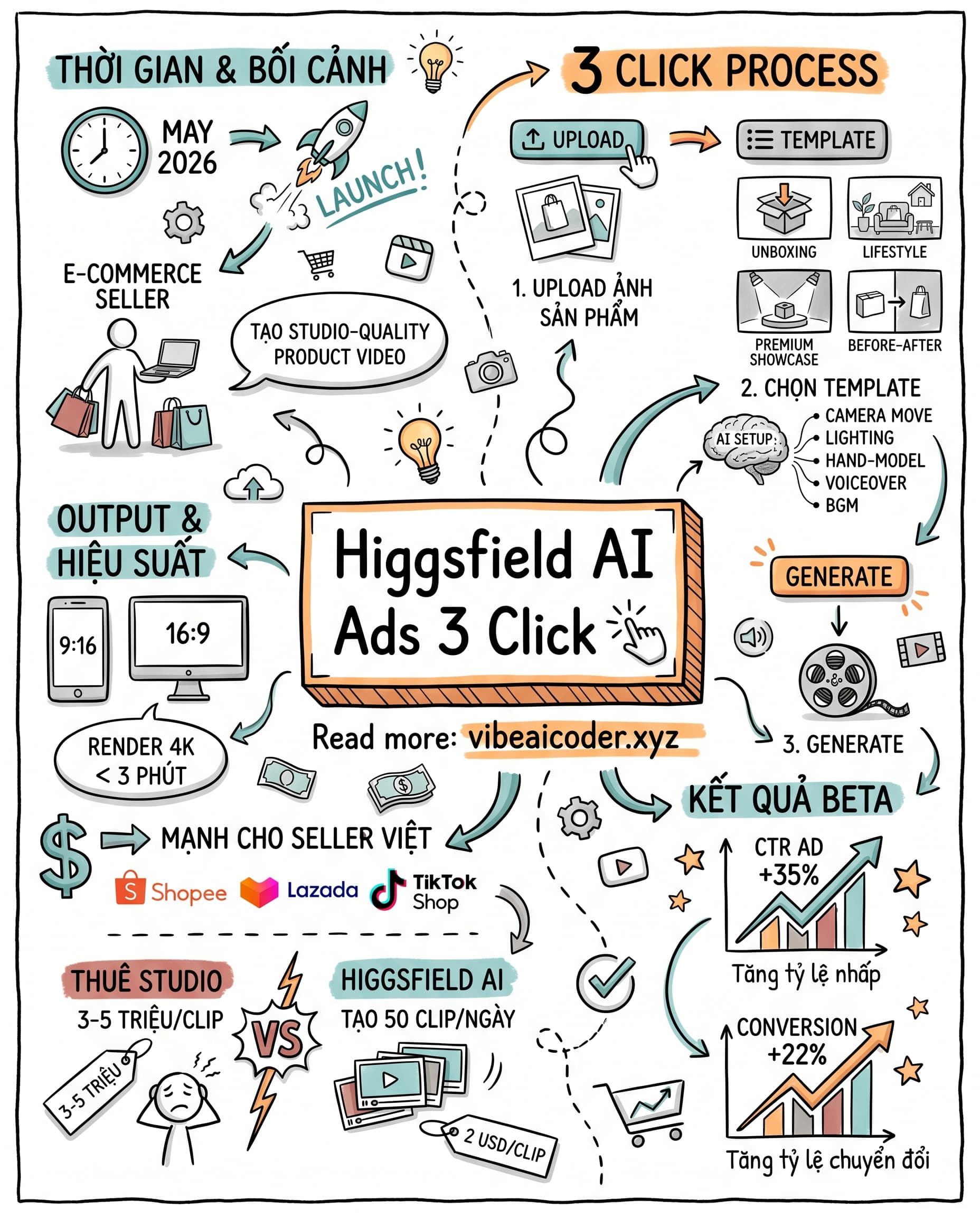 🛒 Higgsfield AI Ads vừa ra mắt: tạo video sản phẩm 4K trong 3 phút, seller Shopee đổi đời