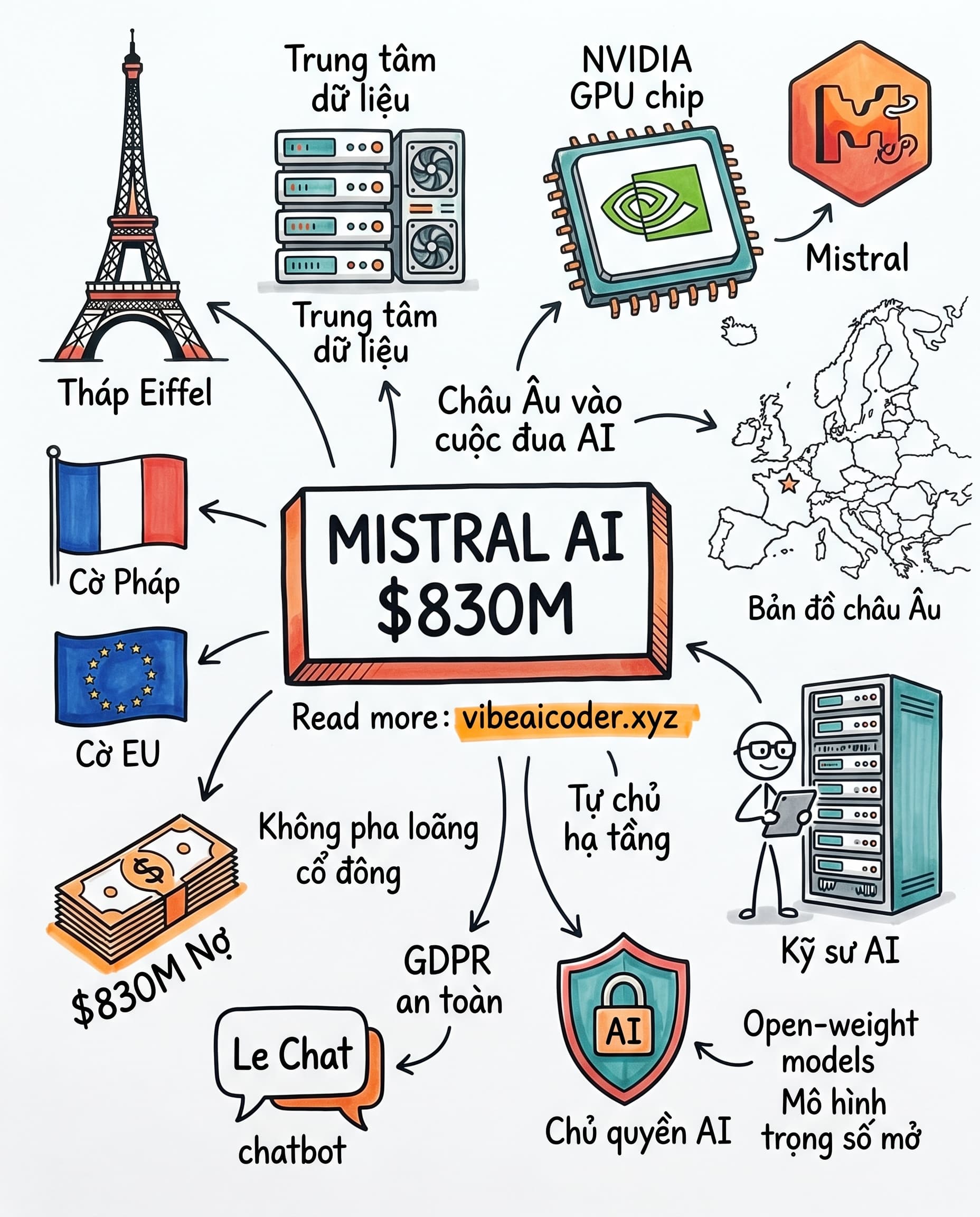 Mistral AI huy động $830M nợ xây data center NVIDIA cạnh Paris: Châu Âu chính thức vào cuộc đua AI