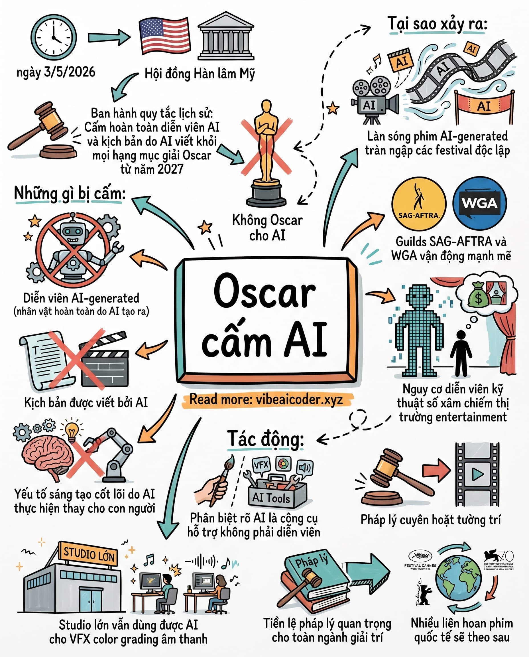 🎬 Oscar 2027 Cấm Hoàn Toàn Diễn Viên AI và Kịch Bản Do AI Viết