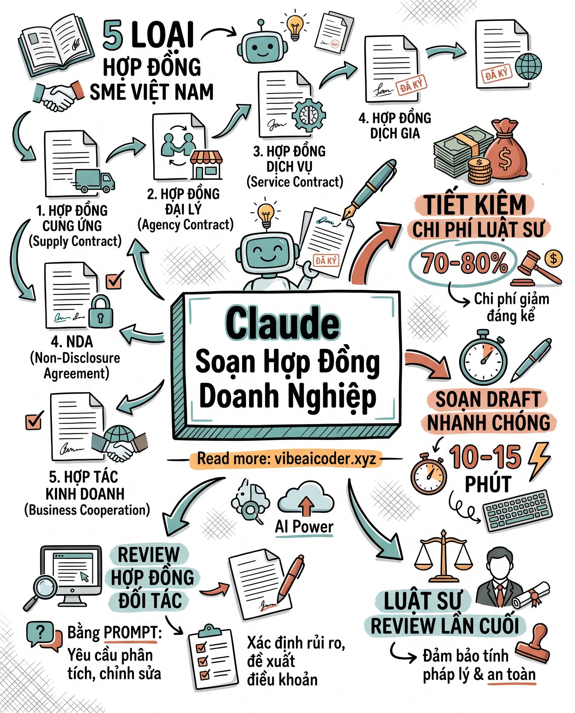 📝 Dùng Claude Soạn Hợp Đồng Kinh Doanh: Tiết Kiệm 80% Chi Phí Luật Sư