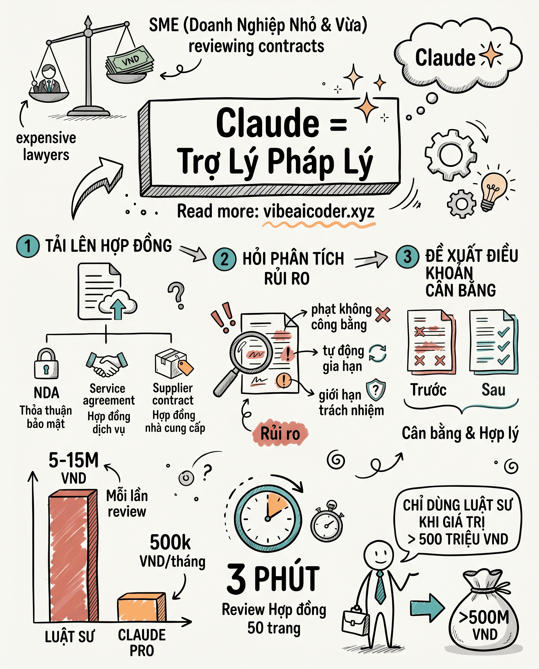 ⚖️ Dùng Claude Như Trợ Lý Pháp Lý: Đọc Hợp Đồng, Phát Hiện Rủi Ro Không Cần Luật Sư