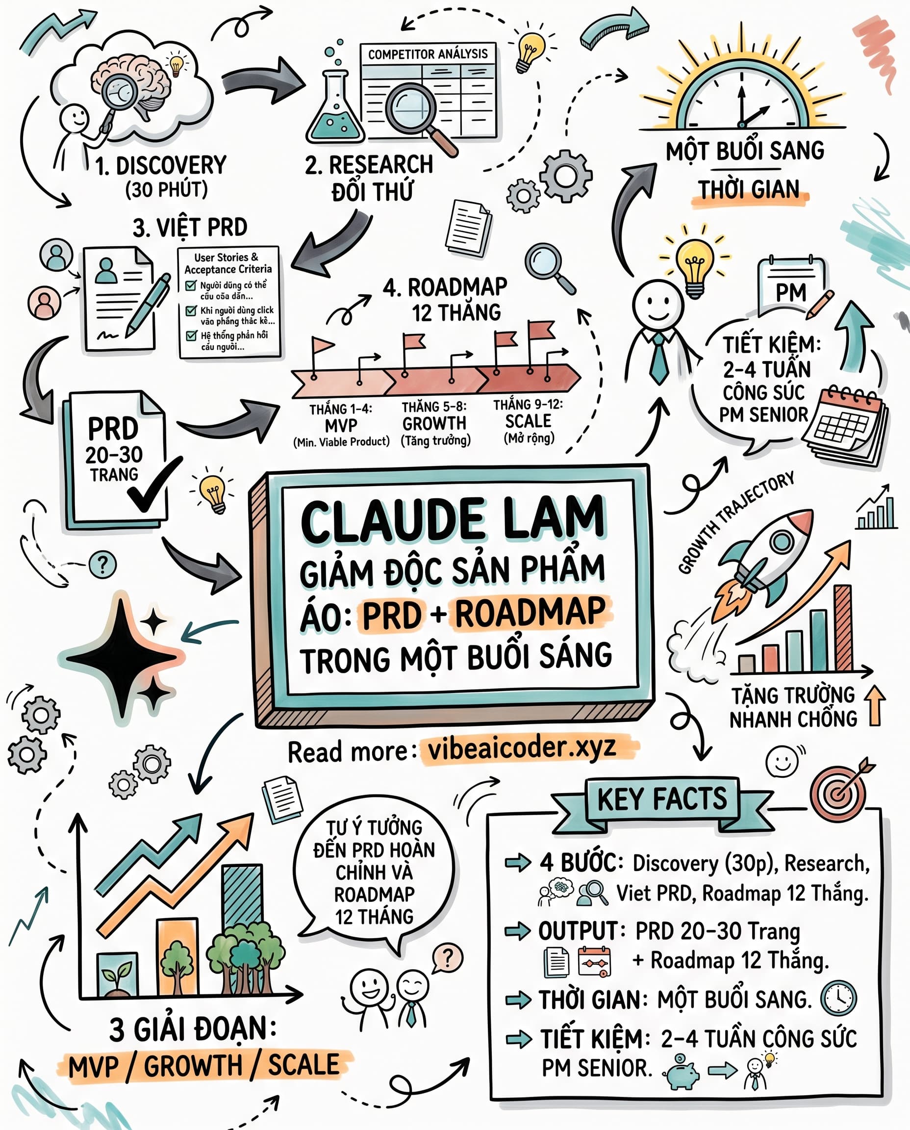 🗺️ Biến Claude Thành Giám Đốc Sản Phẩm Ảo: PRD Và Roadmap 12 Tháng Trong Một Buổi Sáng