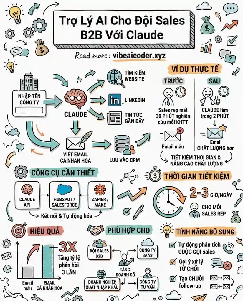 🤖 Xây Trợ Lý AI Sales B2B Bằng Claude: Tiết Kiệm 3 Giờ Mỗi Ngày