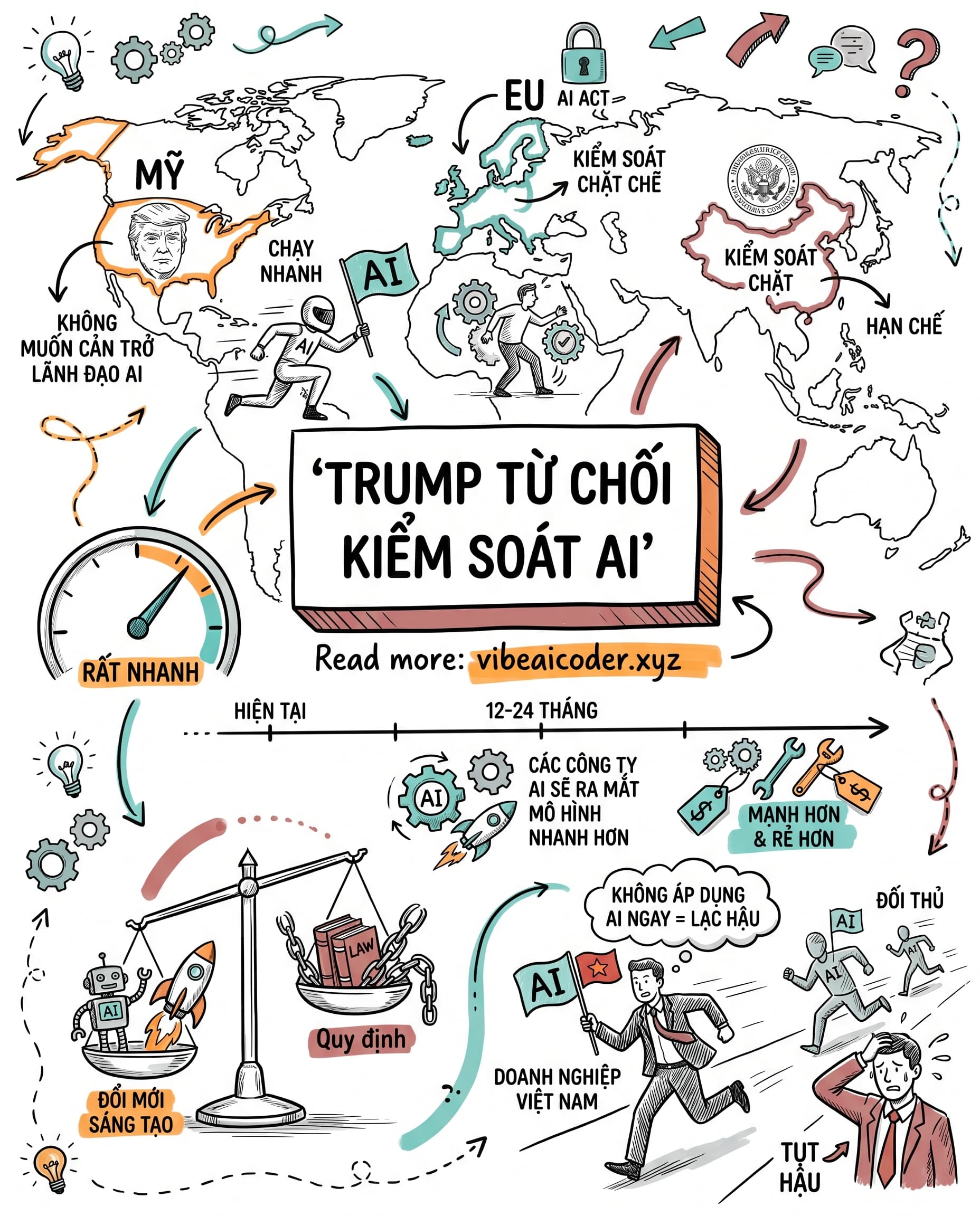 🚀 Trump Từ Chối Kiểm Soát AI: Cuộc Đua Mới Bắt Đầu, Doanh Nghiệp Việt Sẵn Sàng Chưa?