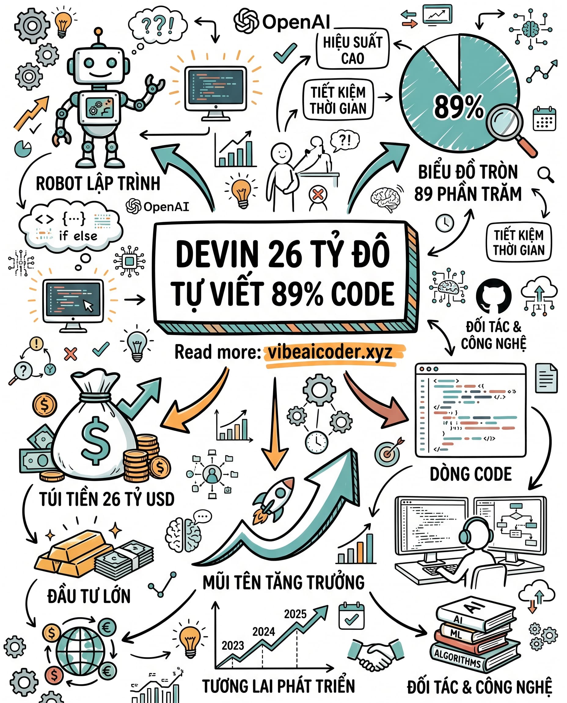 🤖 AI Lập Trình Devin Vừa Được Định Giá 26 Tỷ Đô, Tự Viết 89% Code