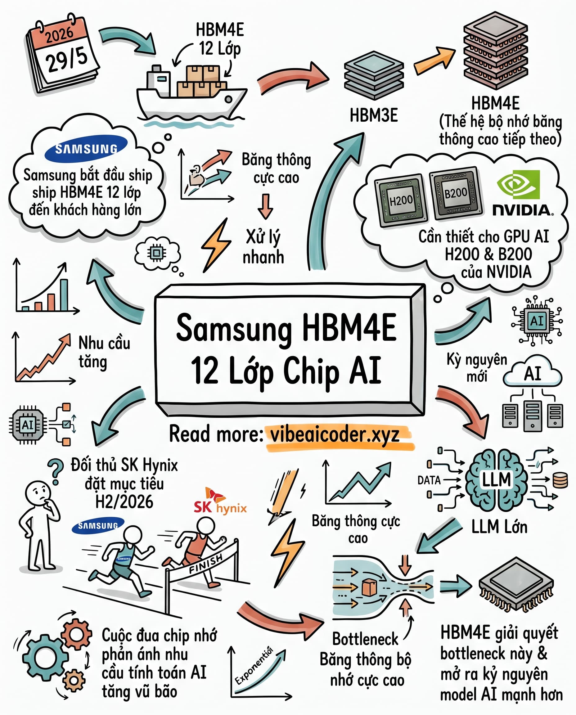🚀 Samsung Ship HBM4E 12 Lớp: Bộ Nhớ Siêu Tốc Cho GPU AI Thế Hệ Mới