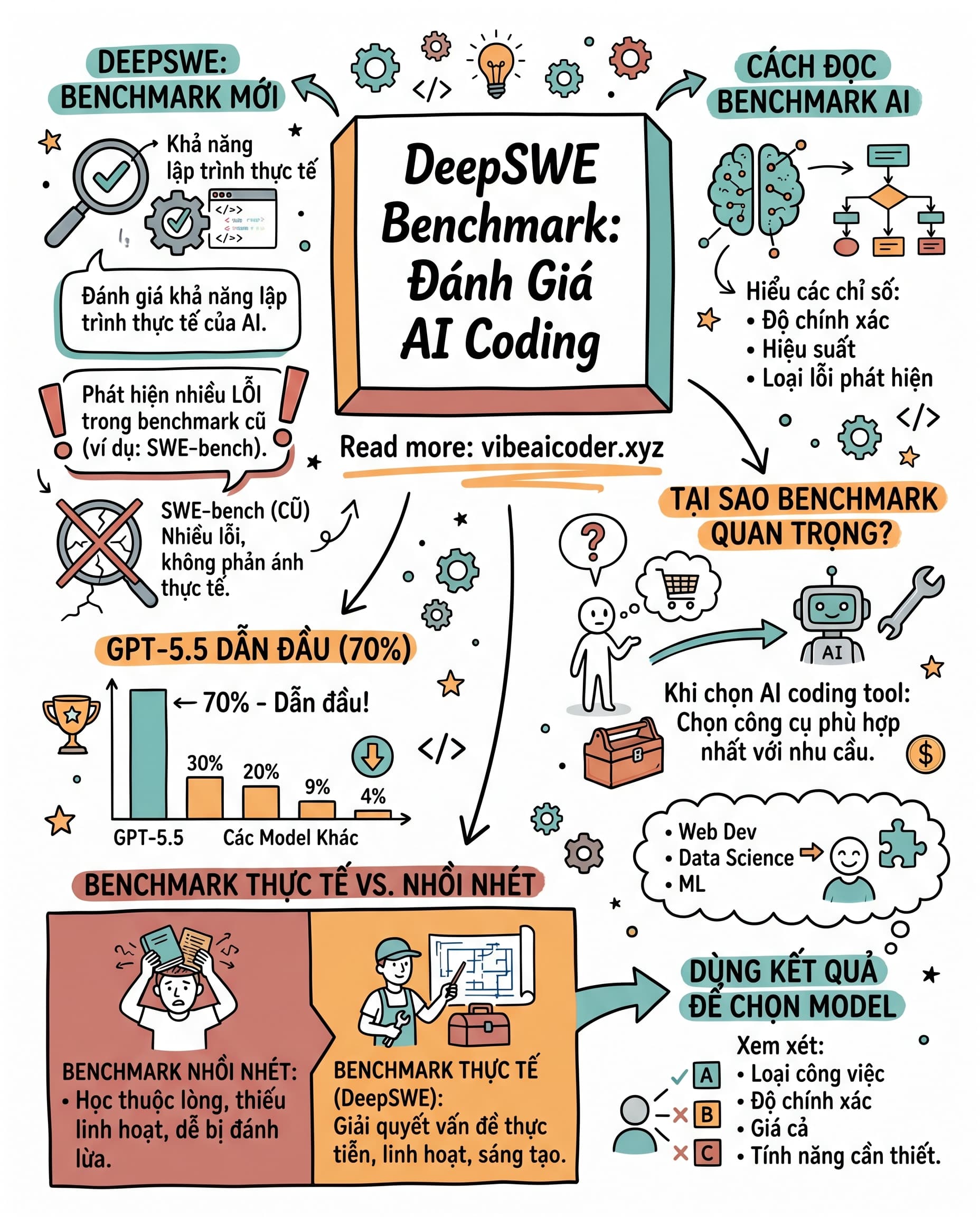 🔍 DeepSWE: Benchmark AI Lập Trình Mới Không Thể Gian Lận, GPT-5.5 Dẫn Đầu 70%
