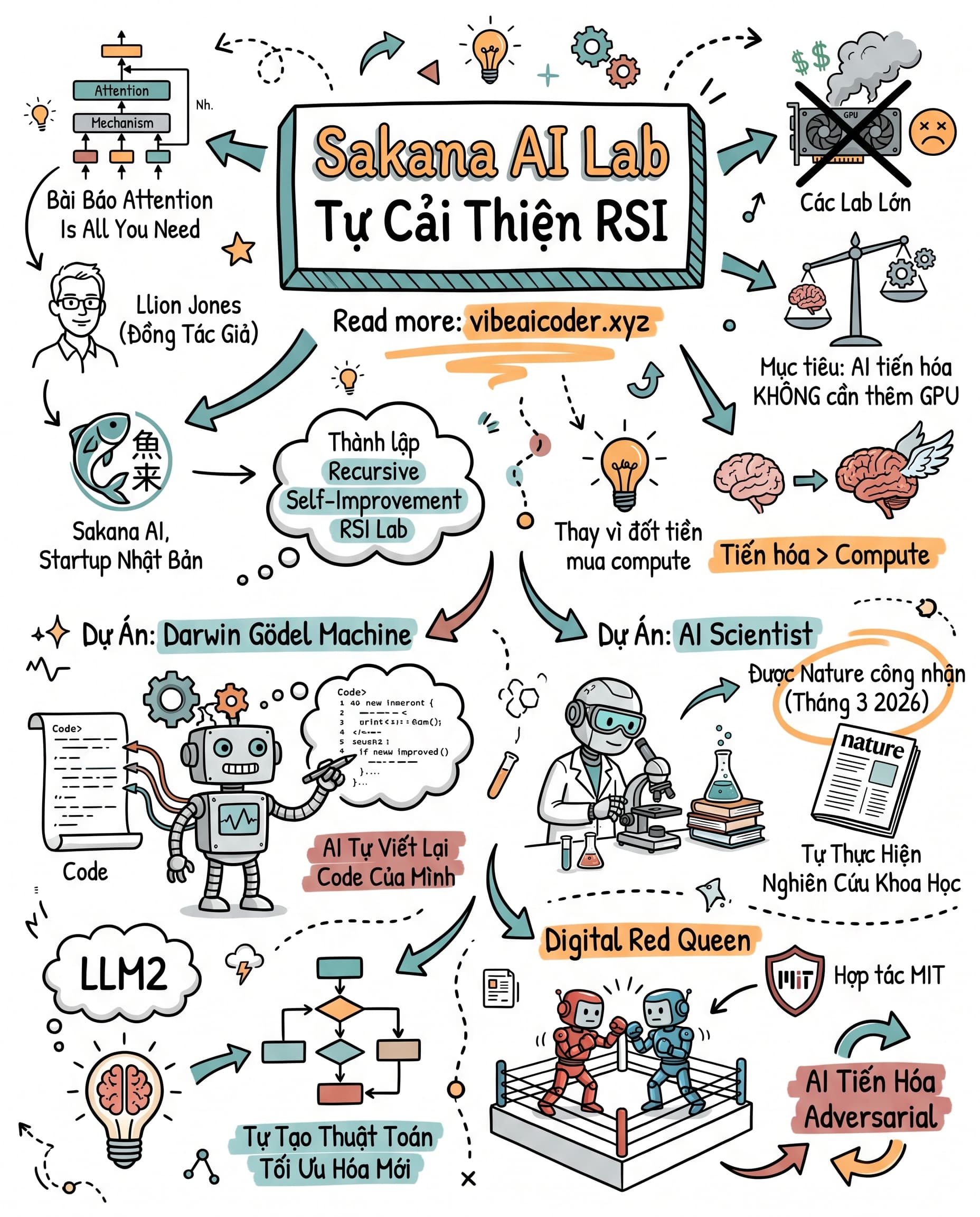 🧬 Sakana AI Mở Lab Nghiên Cứu AI Tự Cải Thiện Bản Thân, Không Cần Thêm GPU