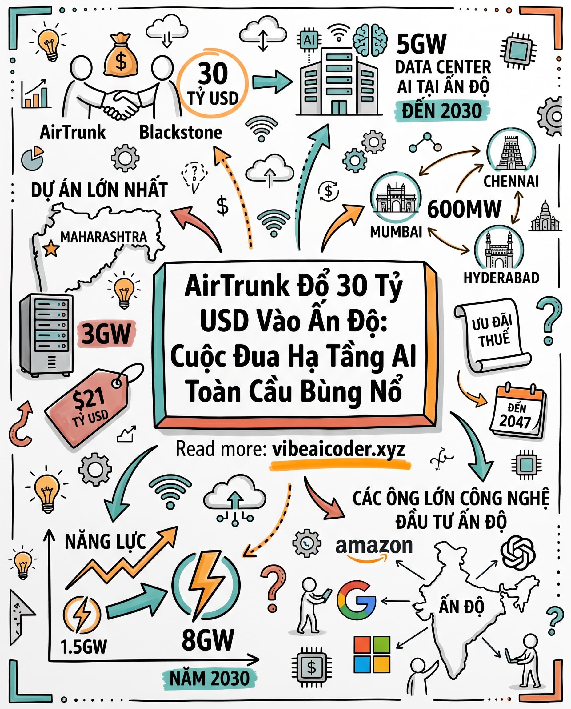 🏗️ AirTrunk Rót 30 Tỷ USD Xây Data Center AI Khổng Lồ Tại Ấn Độ