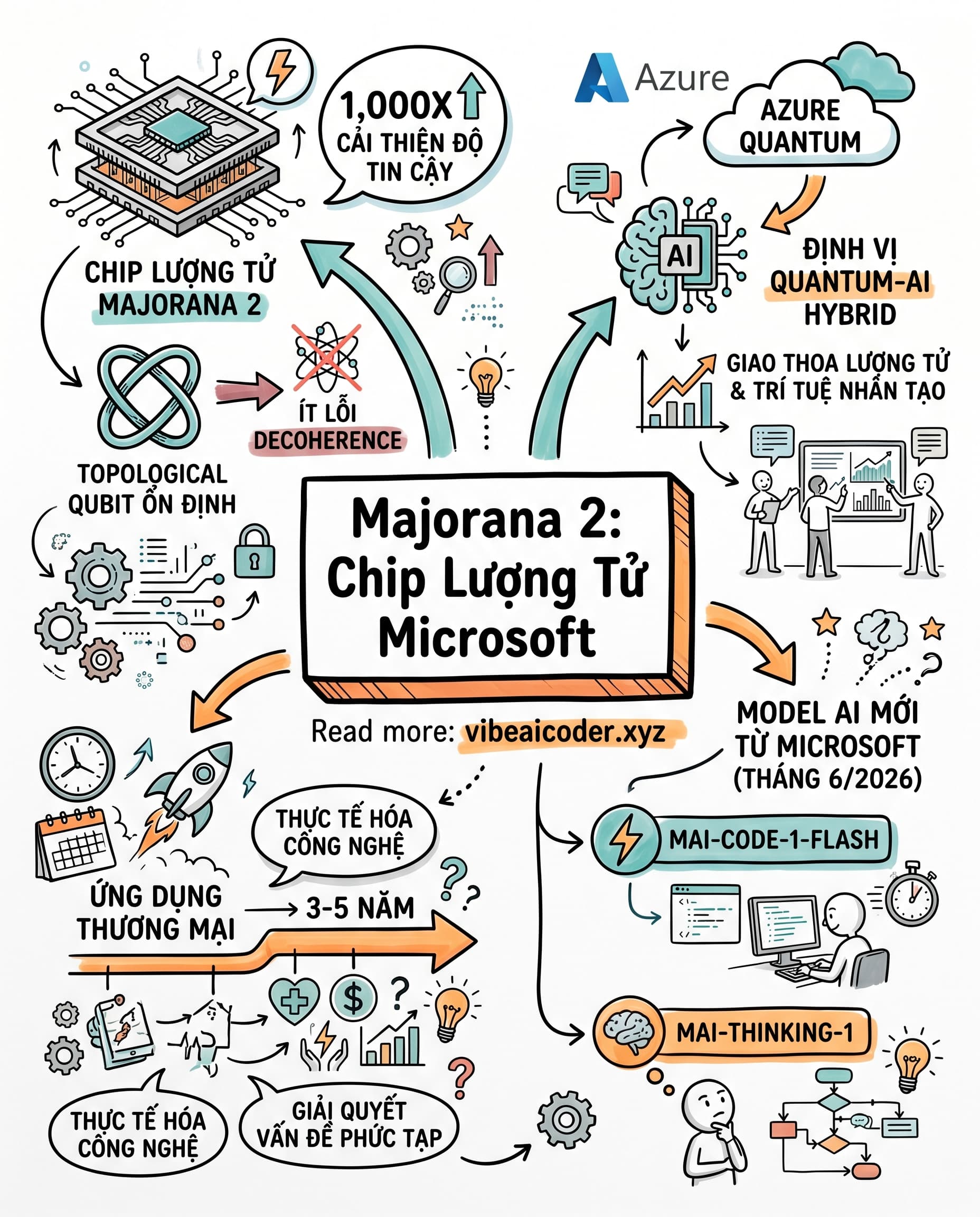 ⚛️ Microsoft Majorana 2: Chip Lượng Tử Mạnh Hơn 1.000 Lần Mở Ra Kỷ Nguyên Quantum-AI