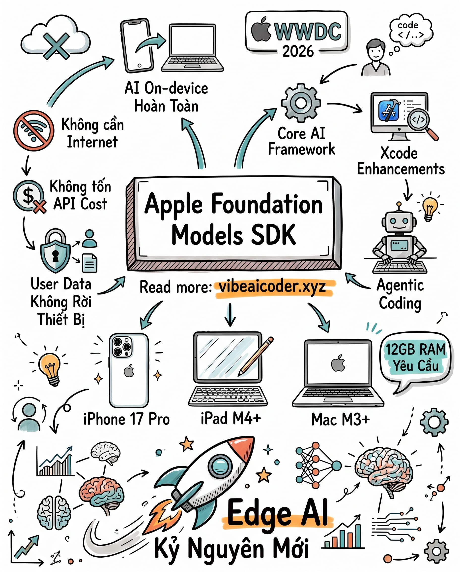 🍎 Apple Ra Mắt SDK AI Chạy Ngay Trên iPhone, Không Cần Internet Và Không Tốn Tiền API