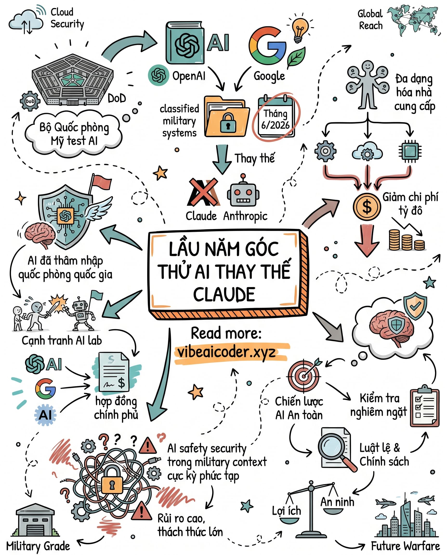 🛡️ Lầu Năm Góc Thử AI Của OpenAI Và Google Để Thay Thế Claude Trong Hệ Thống Quân Sự