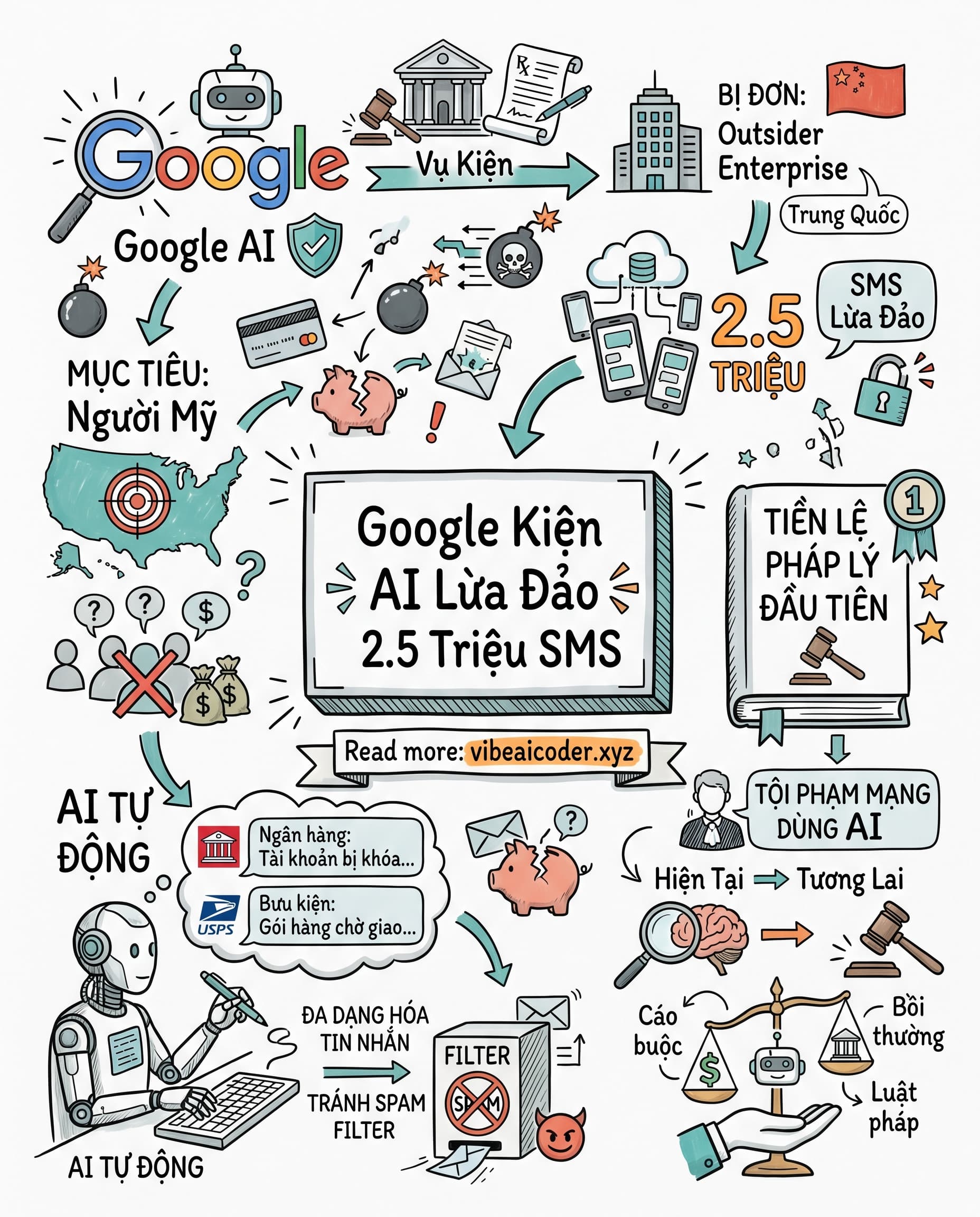 ⚖️ Google Kiện Công Ty Trung Quốc Dùng AI Gửi 2,5 Triệu Tin Nhắn Lừa Đảo Người Mỹ
