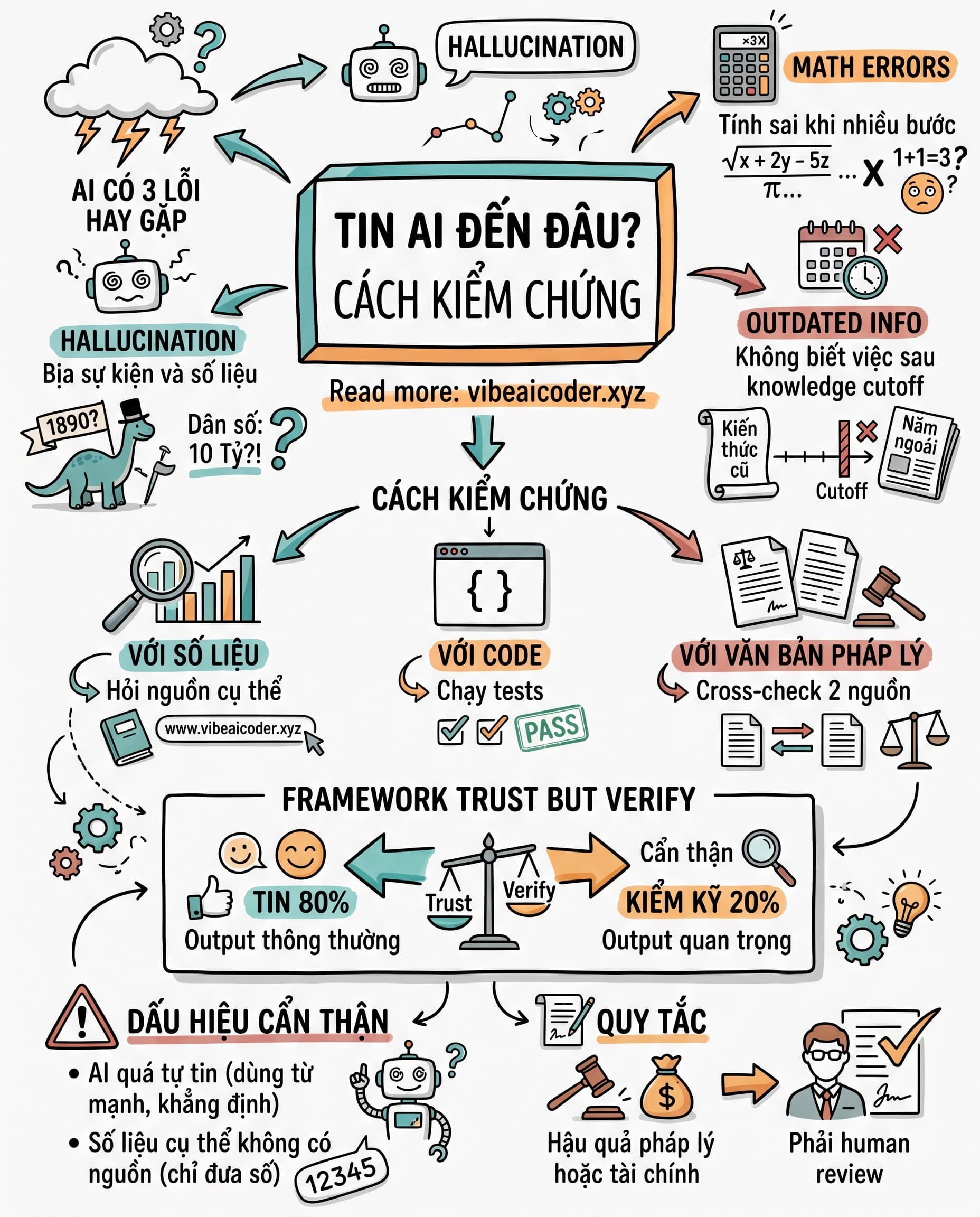 🚨 3 Lỗi AI Hay Mắc Và Cách Kiểm Chứng Trước Khi Dùng Vào Việc Thật