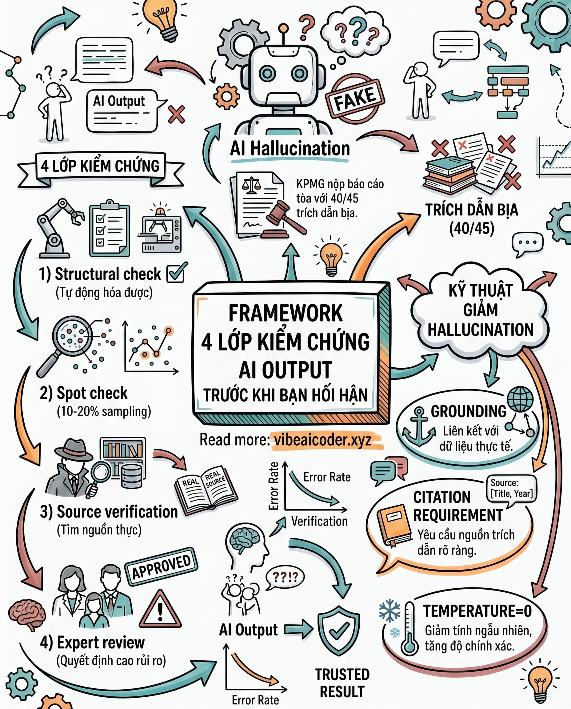 🔍 Framework 4 Lớp Kiểm Chứng AI Output Trước Khi Bạn Hối Hận