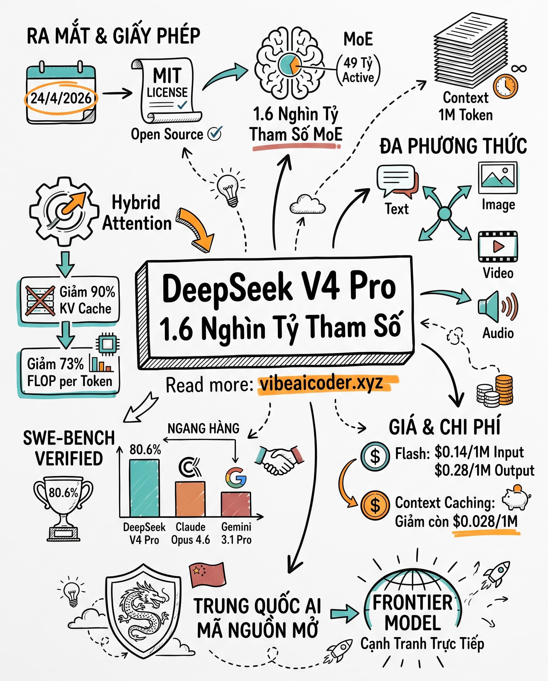 🤯 DeepSeek V4 Pro: Mô Hình AI Mã Nguồn Mở 1.6 Nghìn Tỷ Tham Số Thách Thức Claude Và Gemini