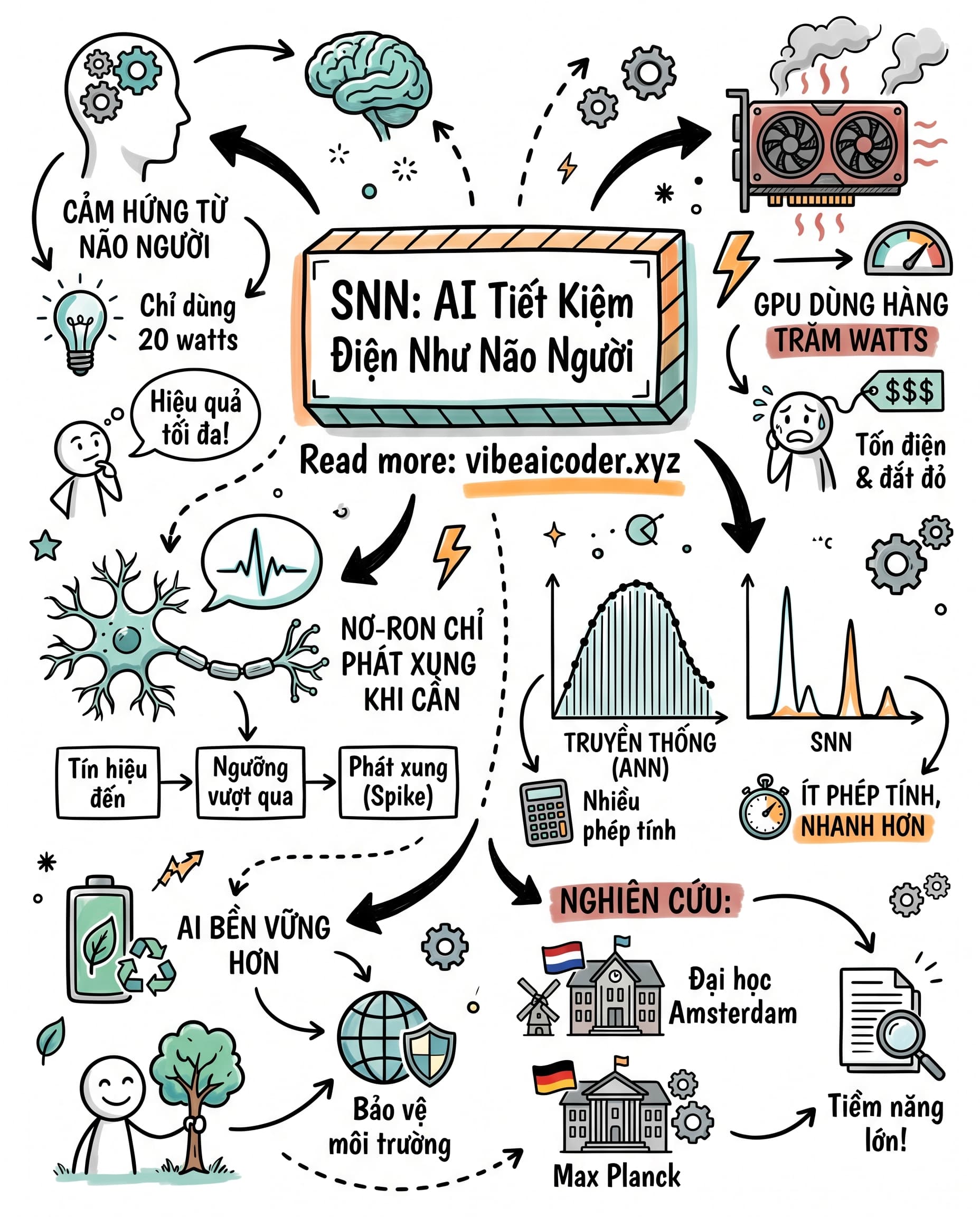 🧠 Mạng Nơ-ron Xung: Khi AI Học Cách Não Người Tiết Kiệm Điện