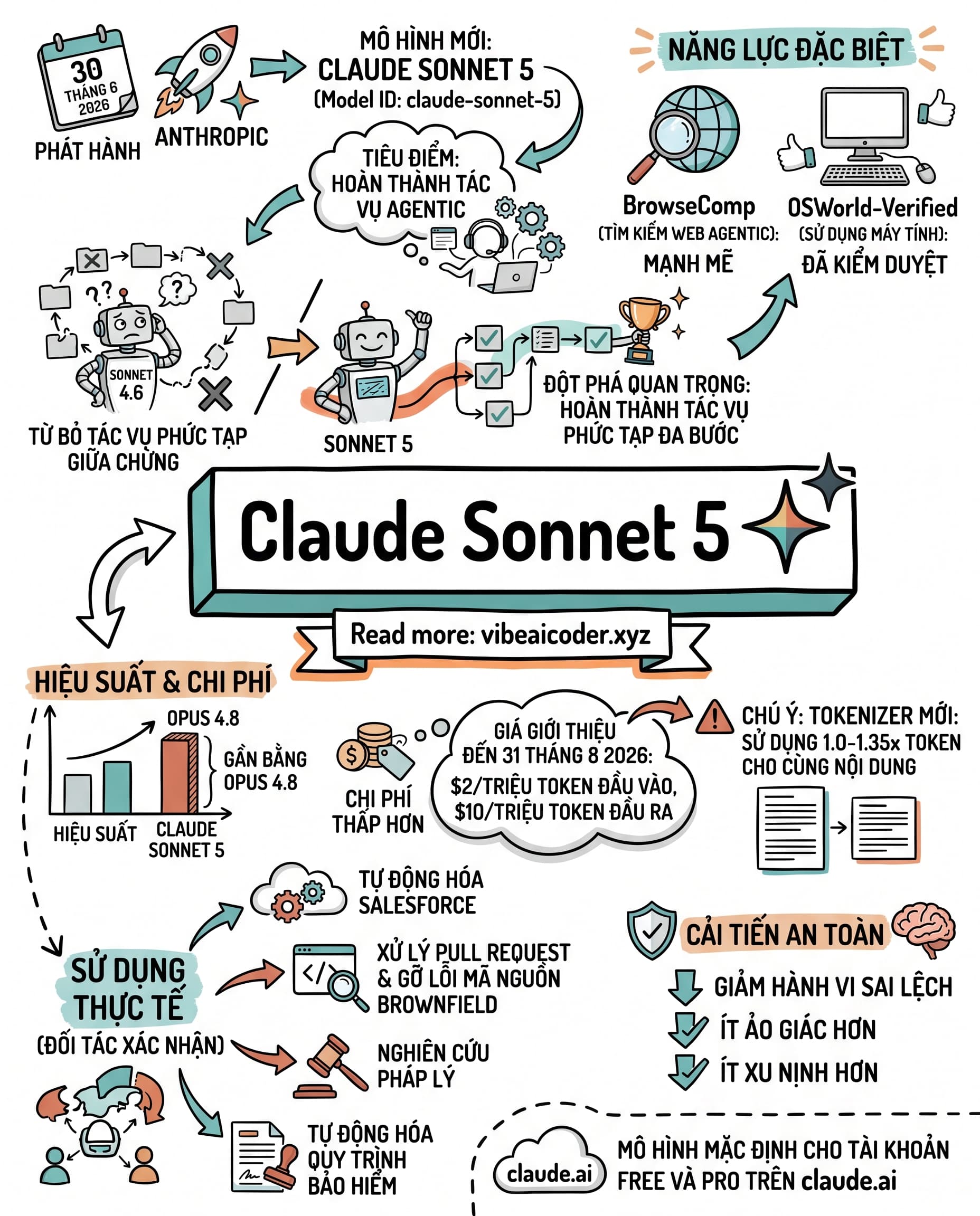 🤖 Claude Sonnet 5 Ra Mắt: Model Mặc Định Mới Chạy Agent Không Dừng Giữa Chừng