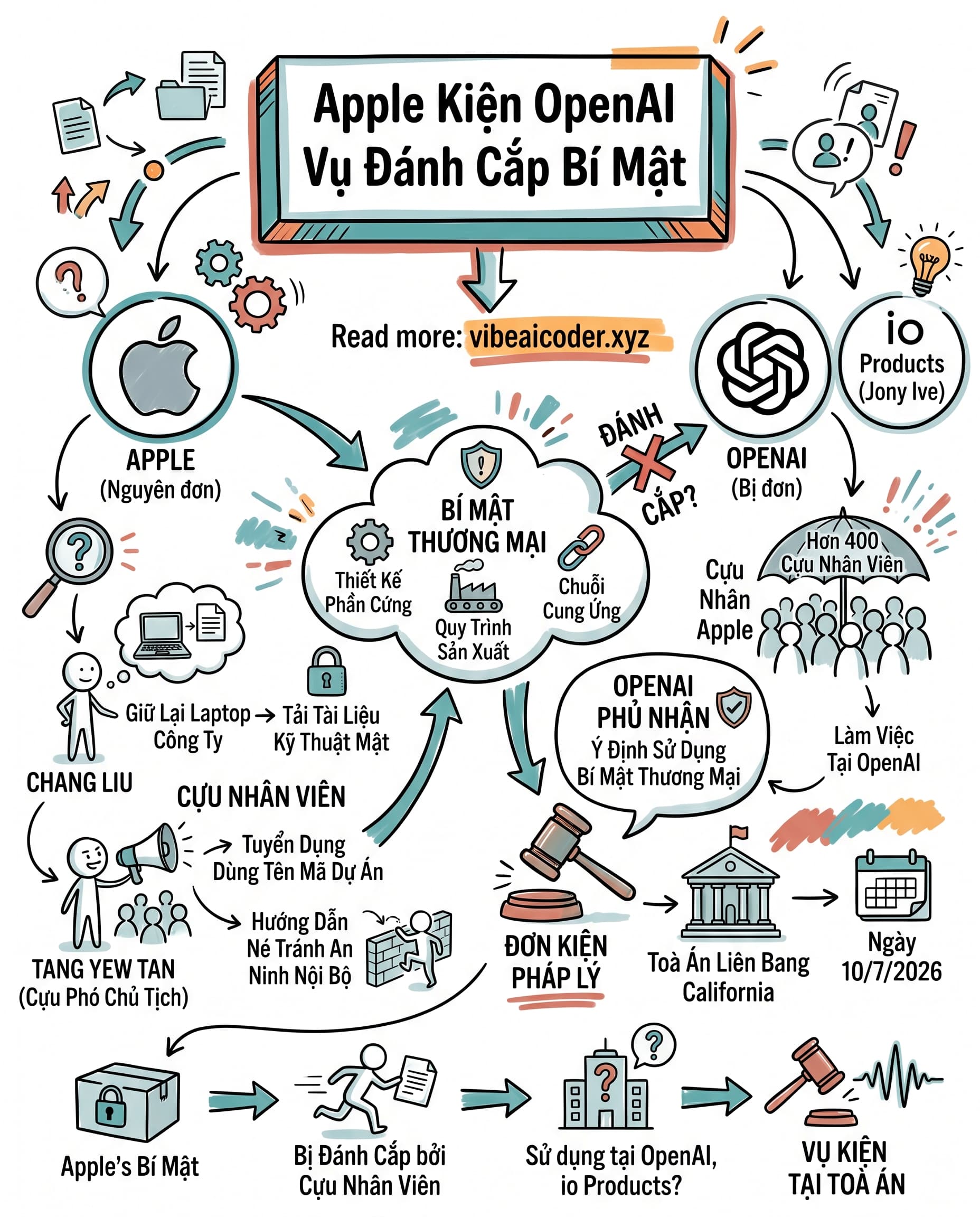 ⚖️ Apple Kiện OpenAI Vì Đánh Cắp Bí Mật Phần Cứng AI