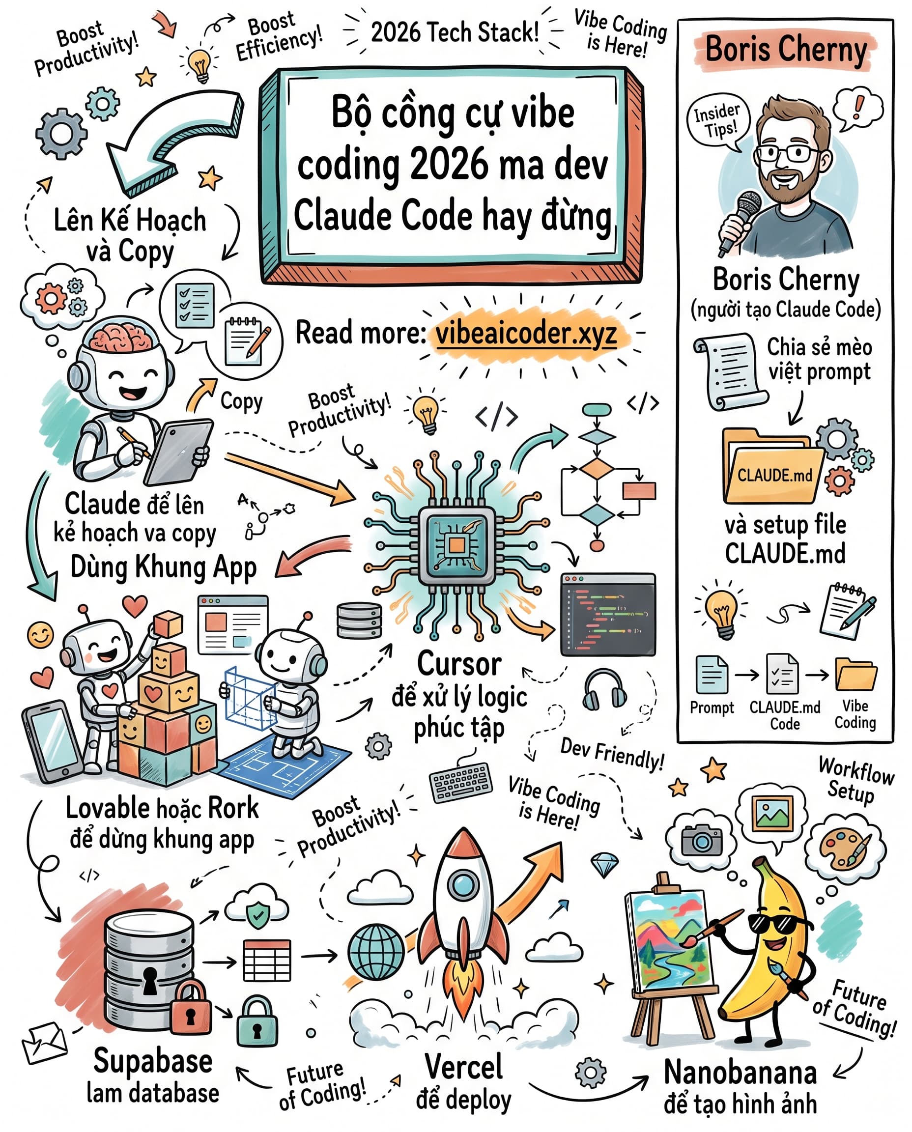 🚀 Bộ stack vibe coding 2026 giúp một người tự làm app hoàn chỉnh