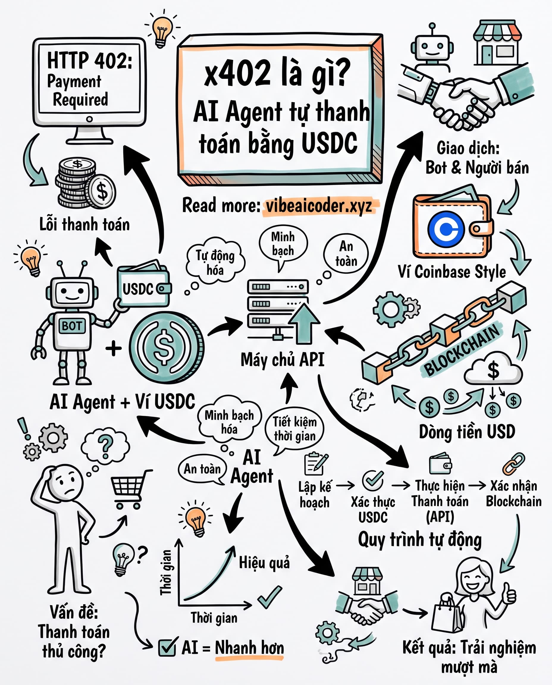 🤖 AI Agent tự thanh toán bằng USDC, không cần thẻ ngân hàng