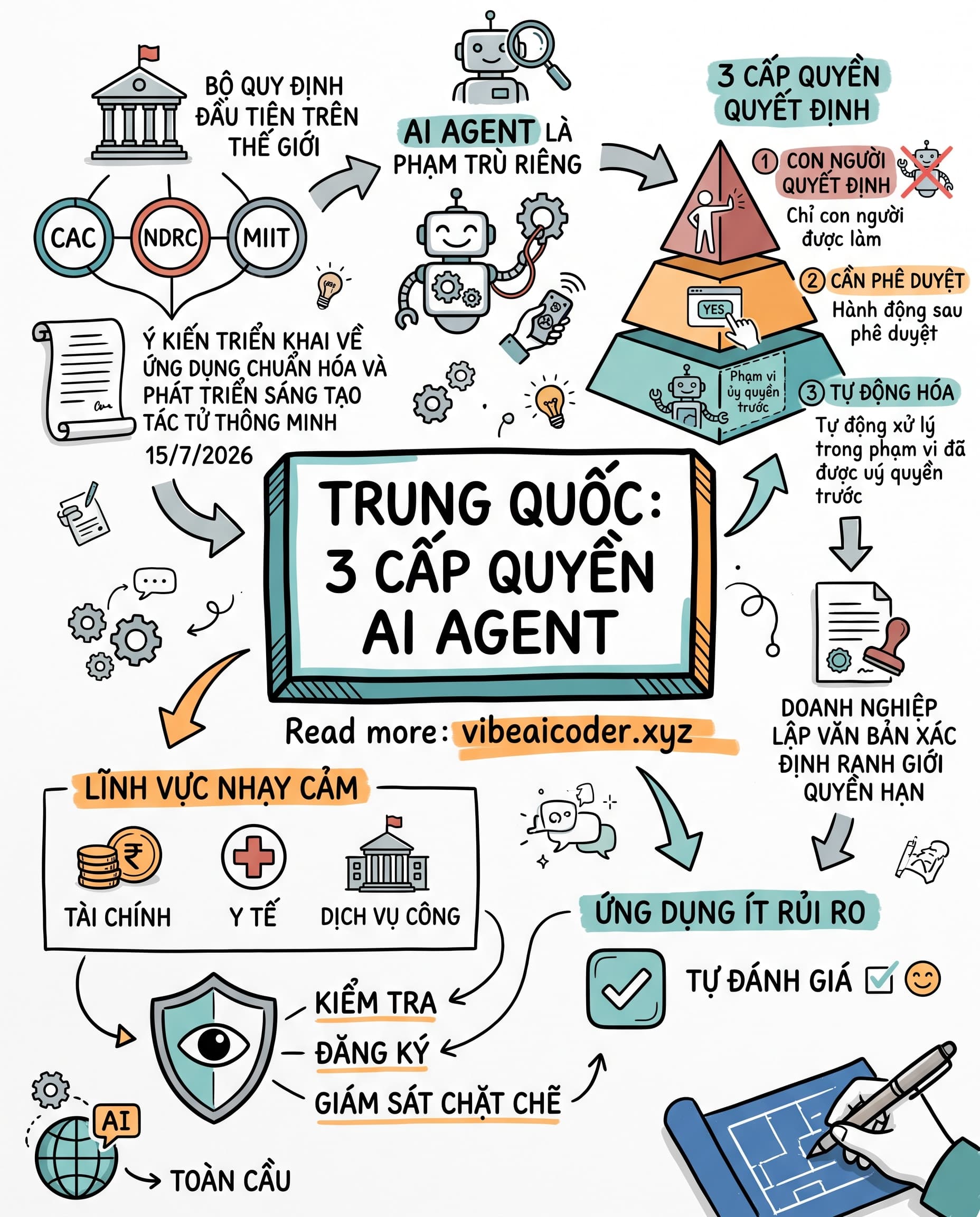 🤖 Trung Quốc chia AI Agent thành 3 cấp quyền, tự động đến đâu là hết cửa