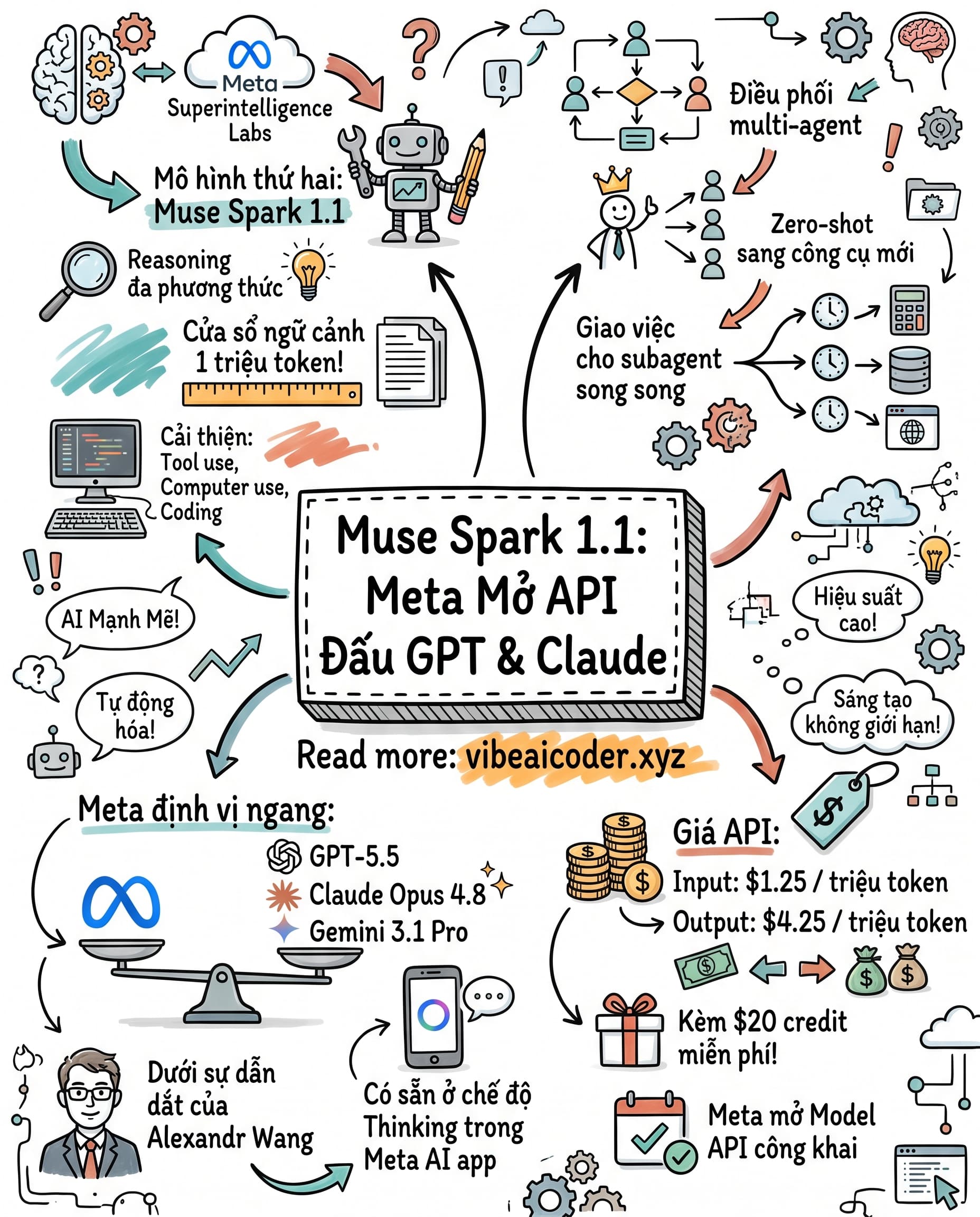 🚀 Muse Spark 1.1: Meta mở API, đấu trực diện GPT và Claude